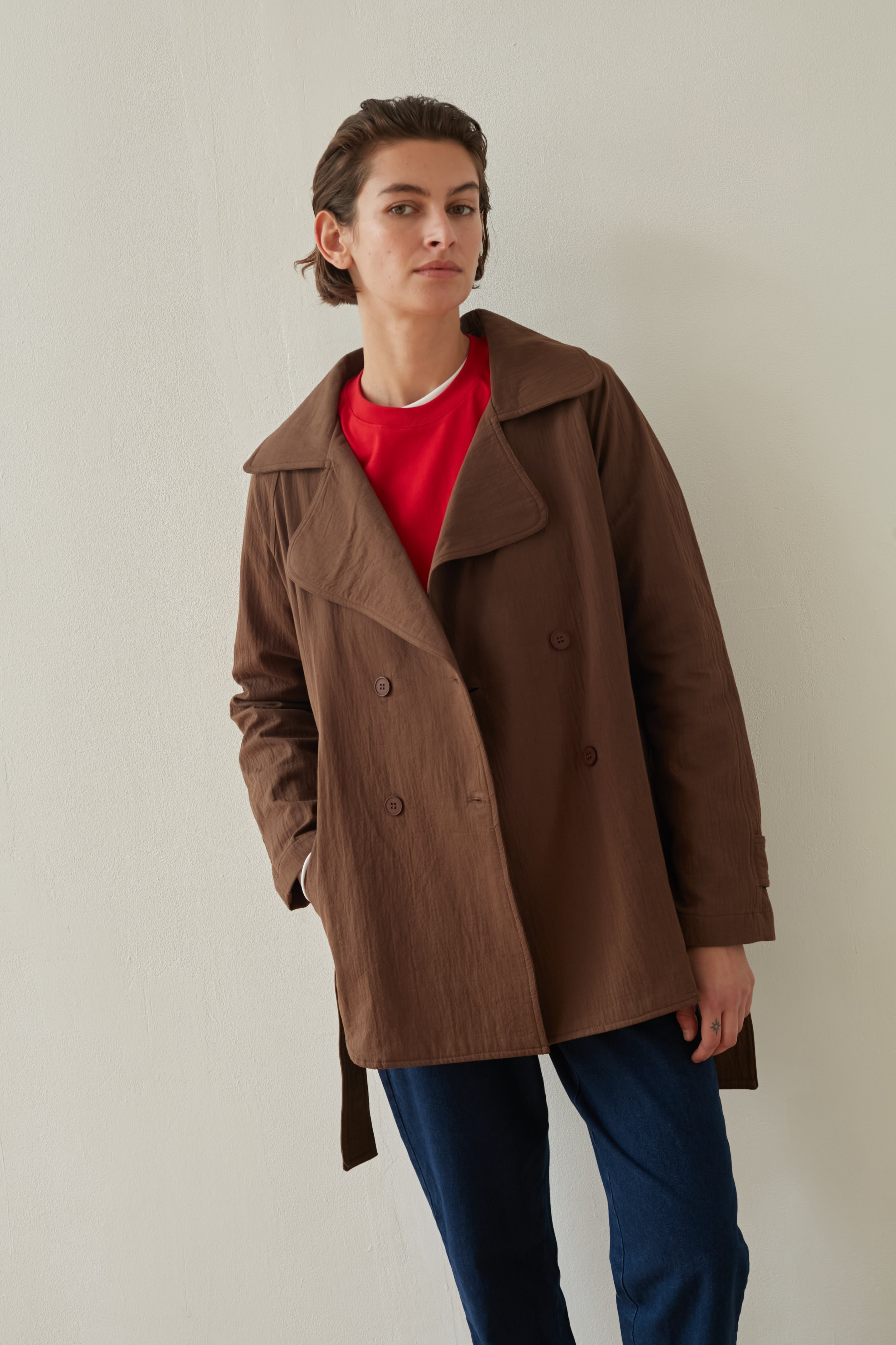 Short wind trench chocolate