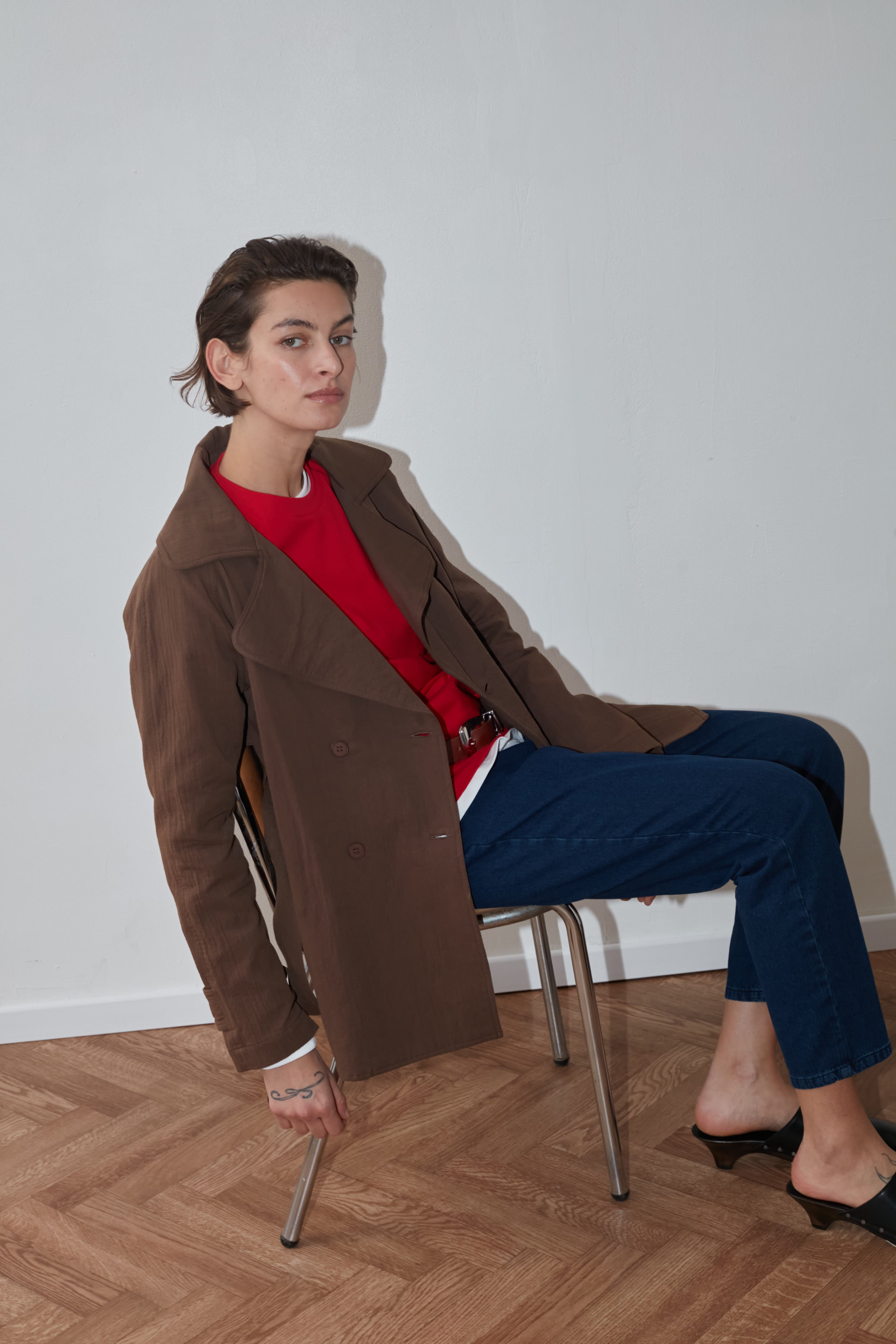 Short wind trench chocolate