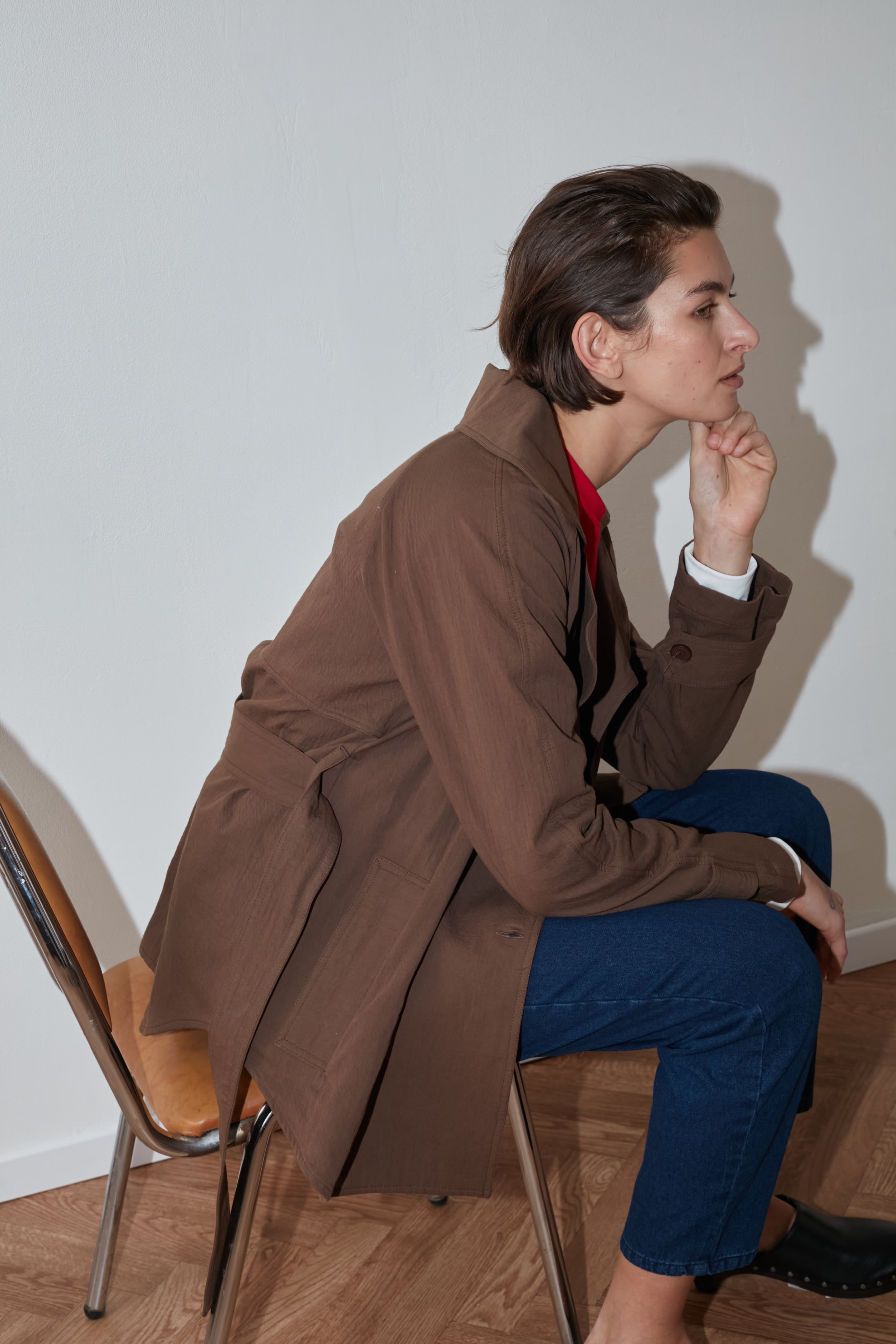 Short wind trench chocolate