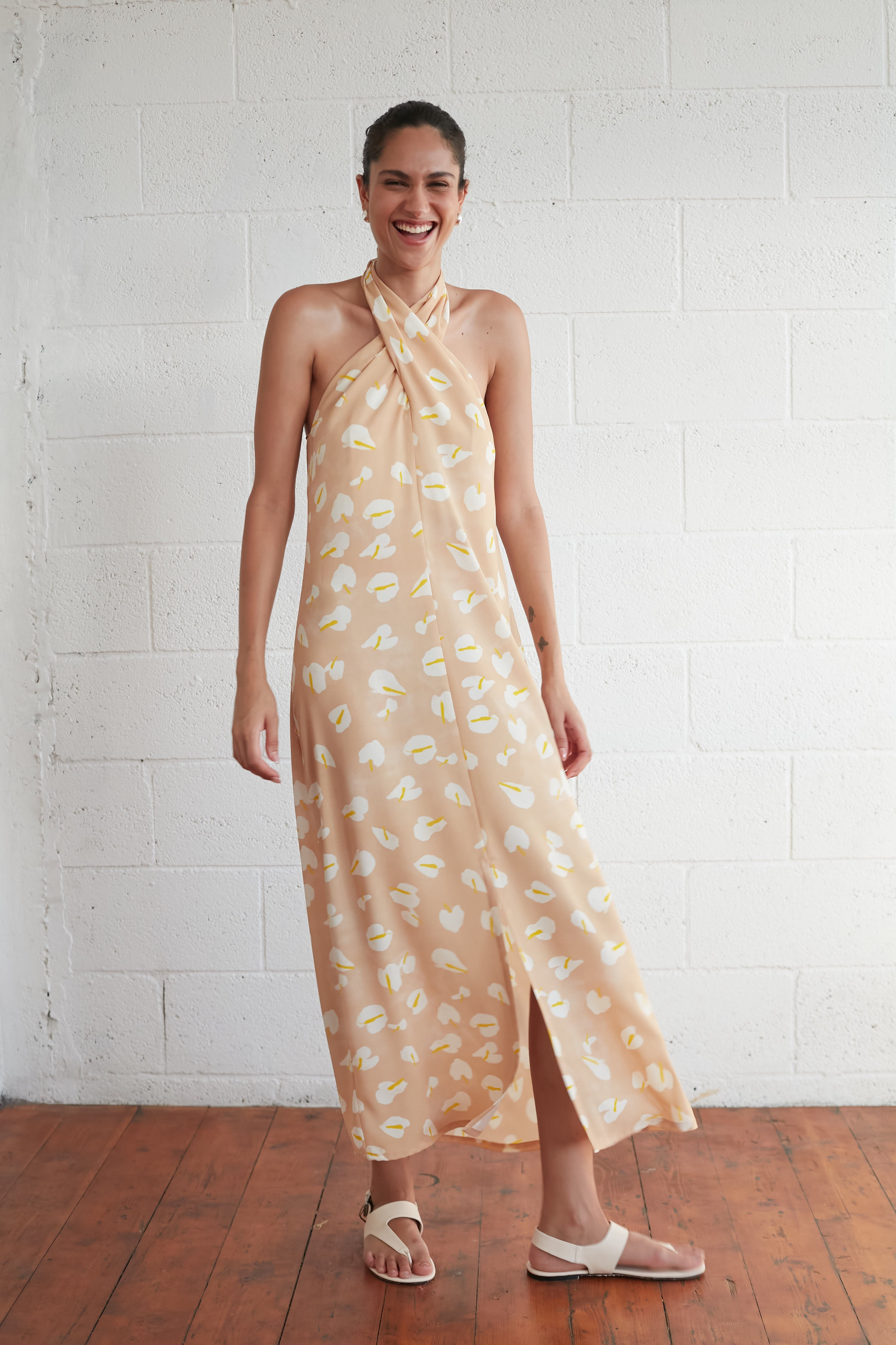 Lyra x dress printed Beige