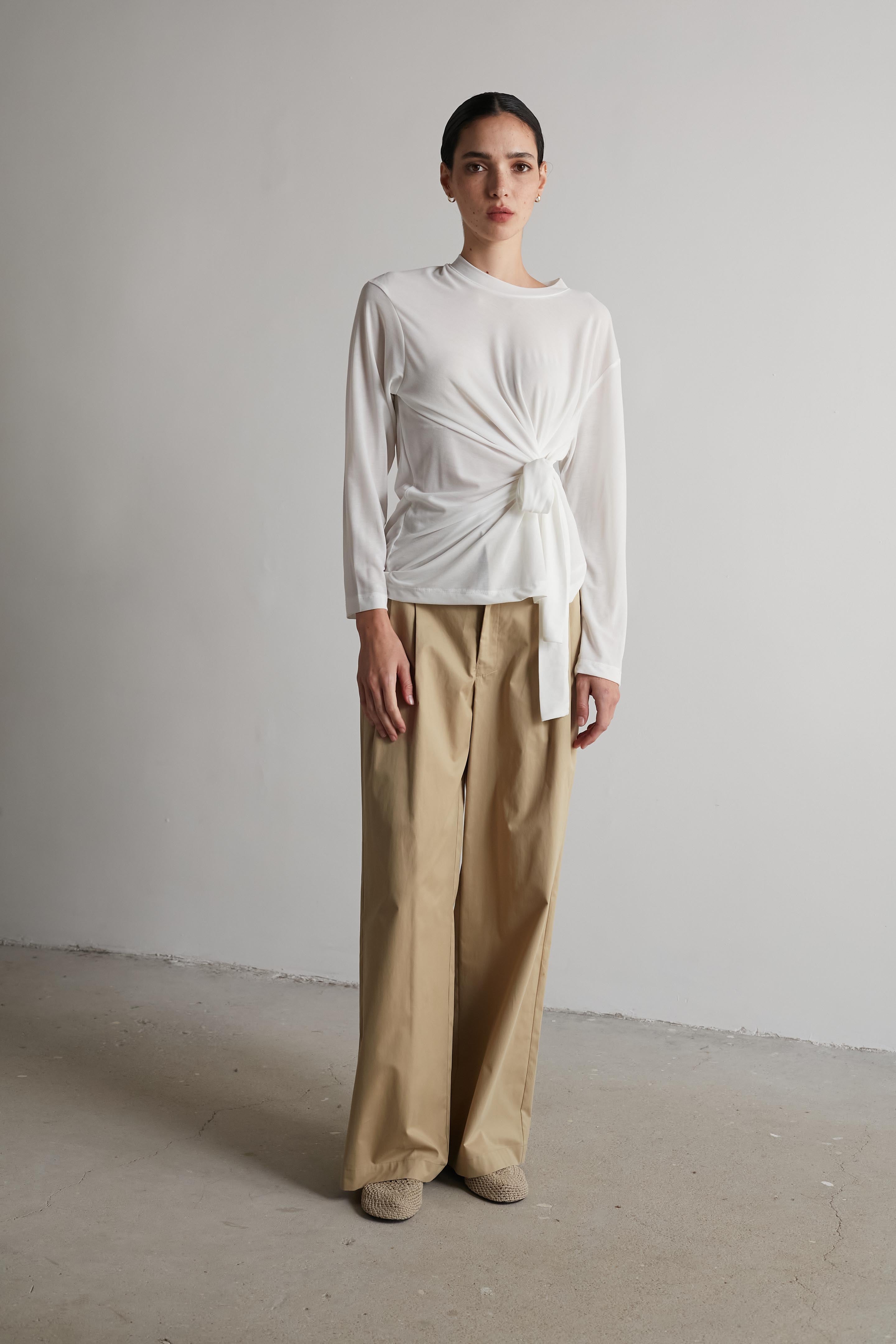 Tie shirt long white