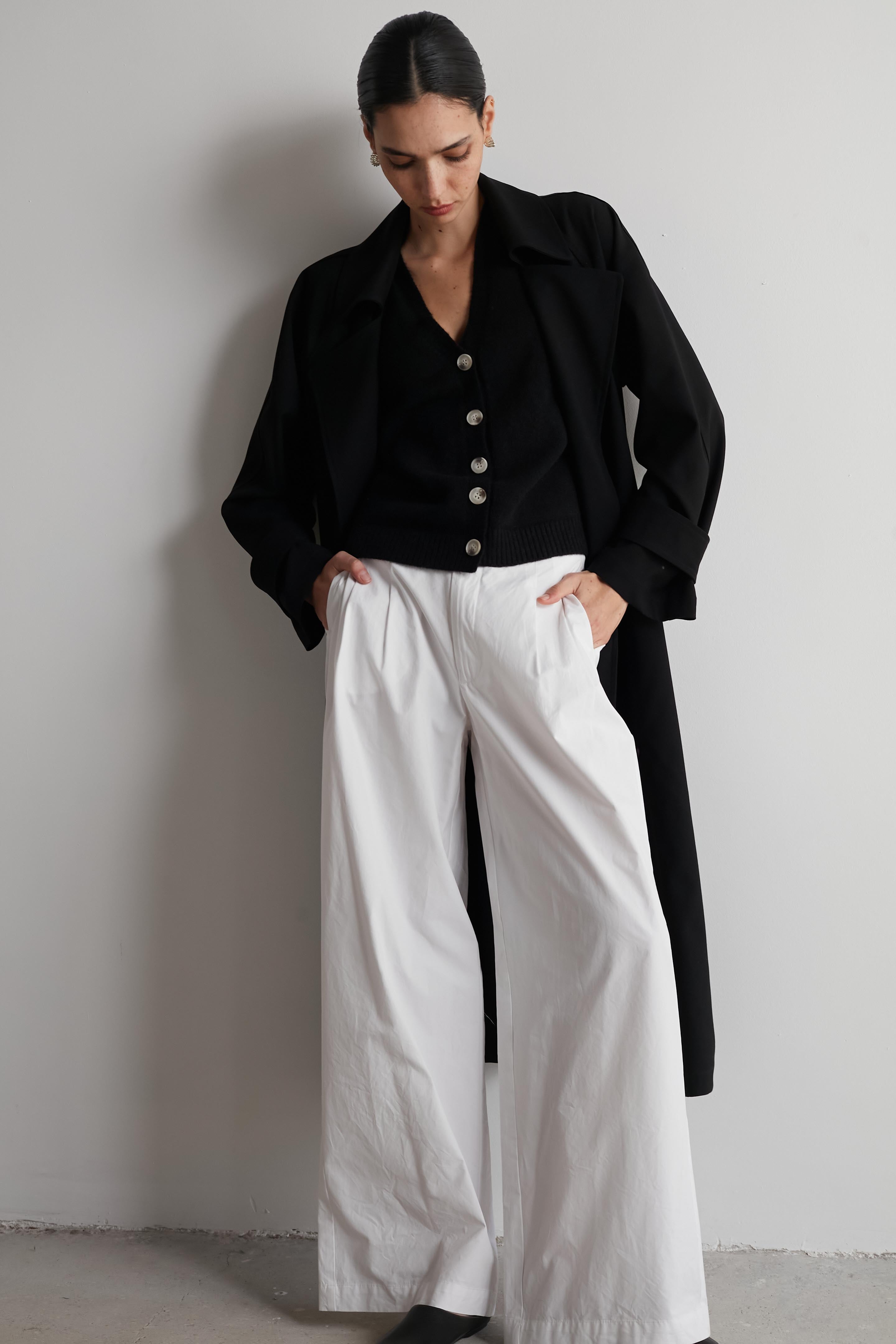 Wide bruno cotton pants white