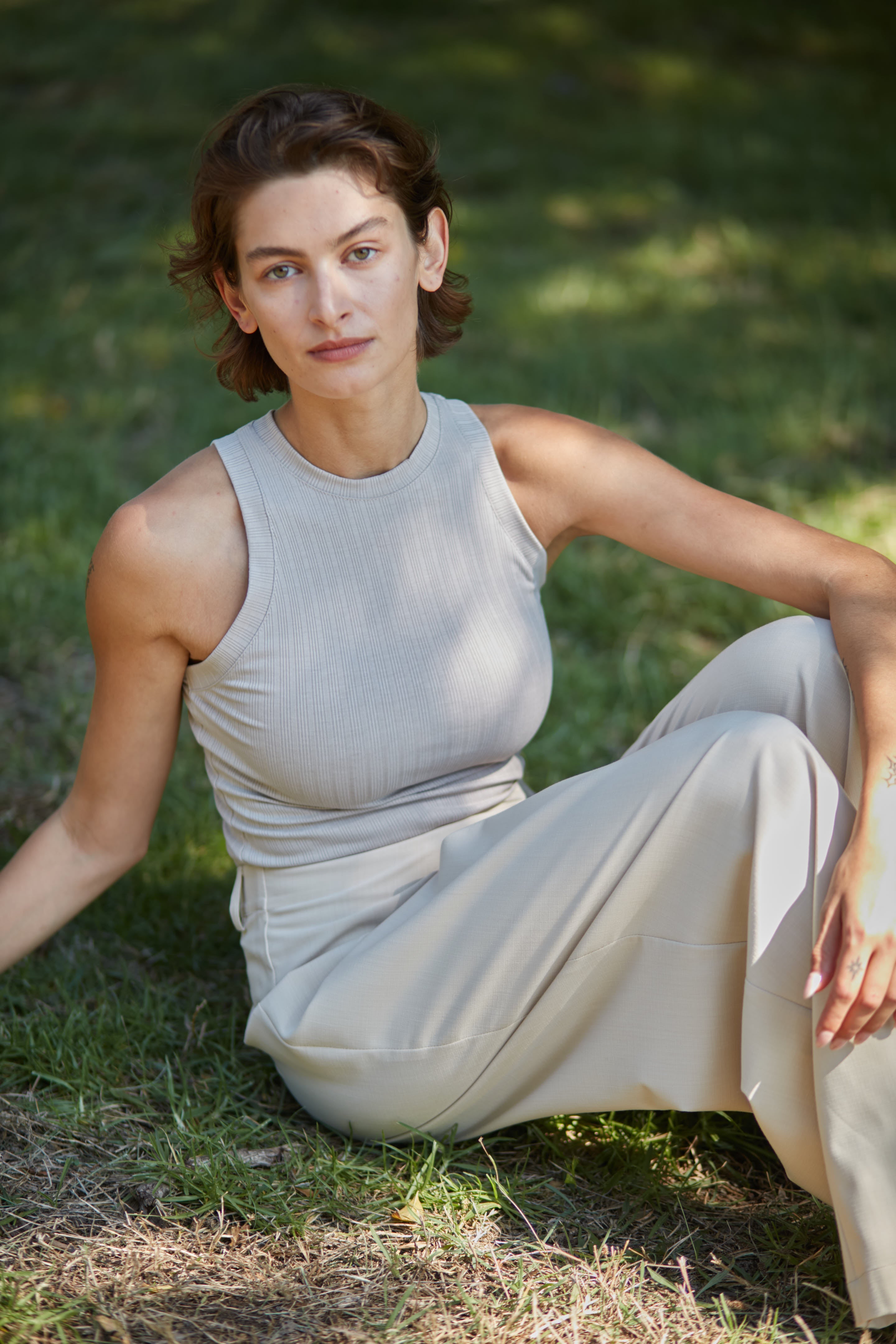 Racer top beige