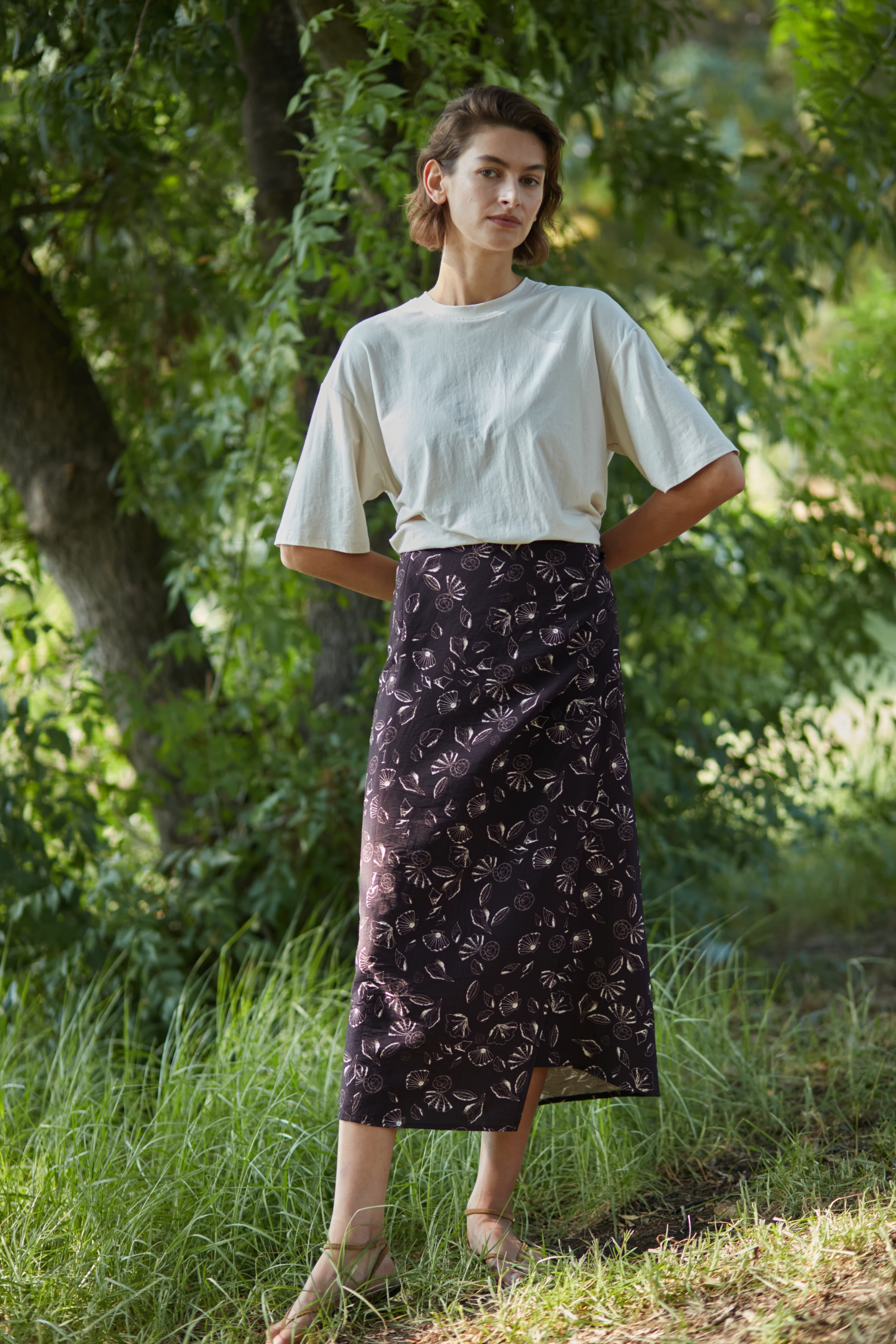 wrap shells skirt brown