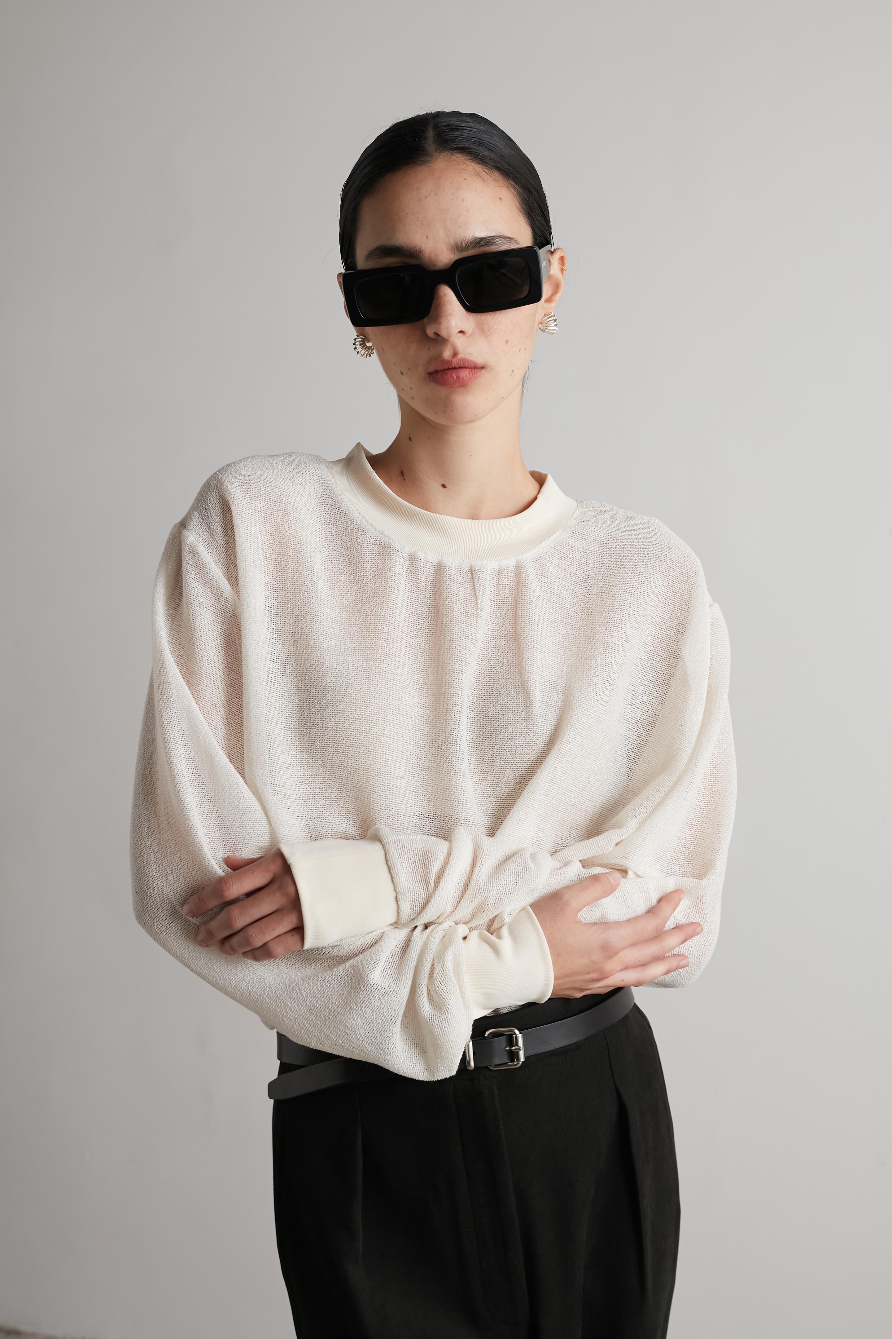 Oversize net sweatshirt vanilla