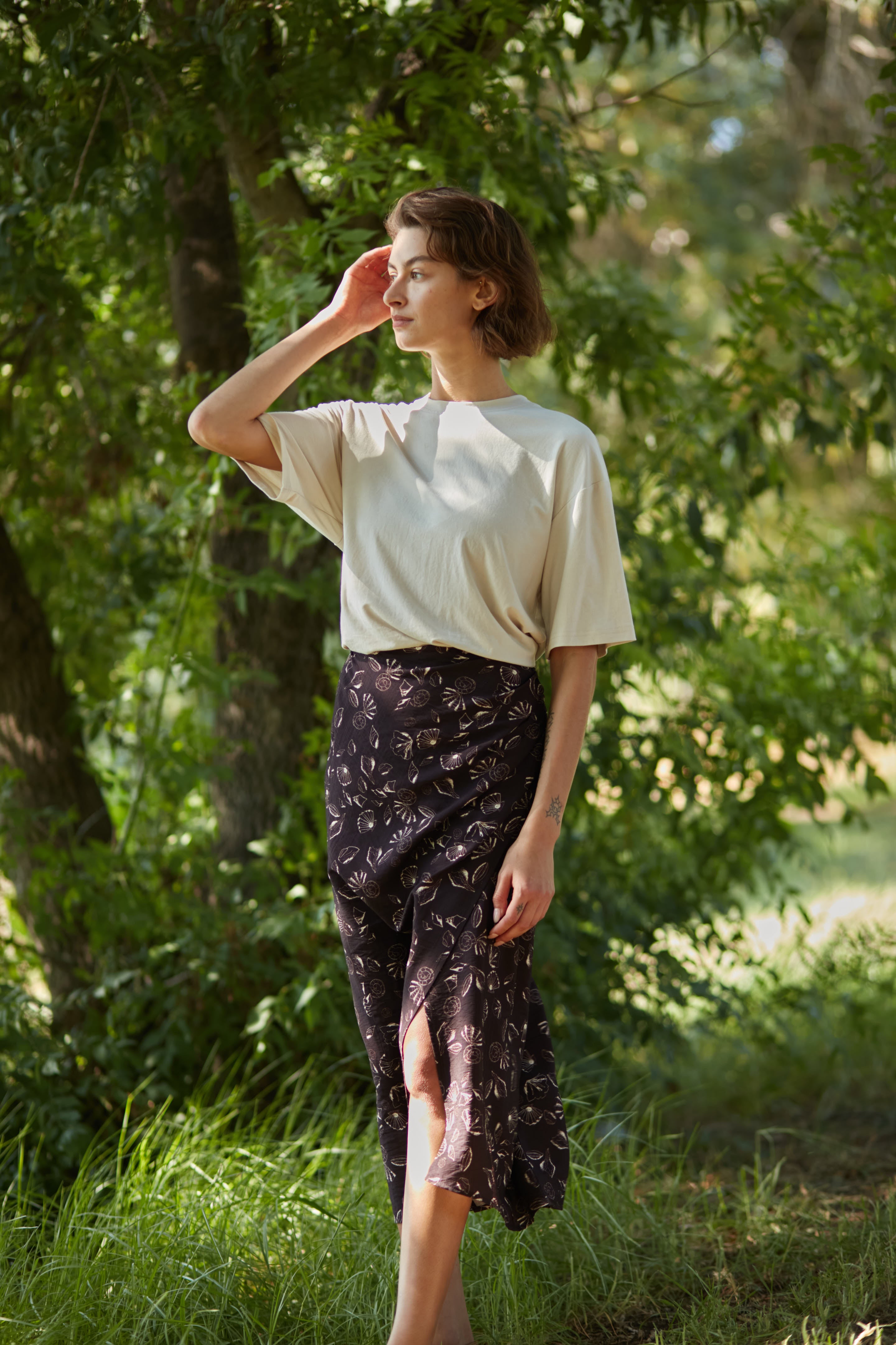 wrap shells skirt brown