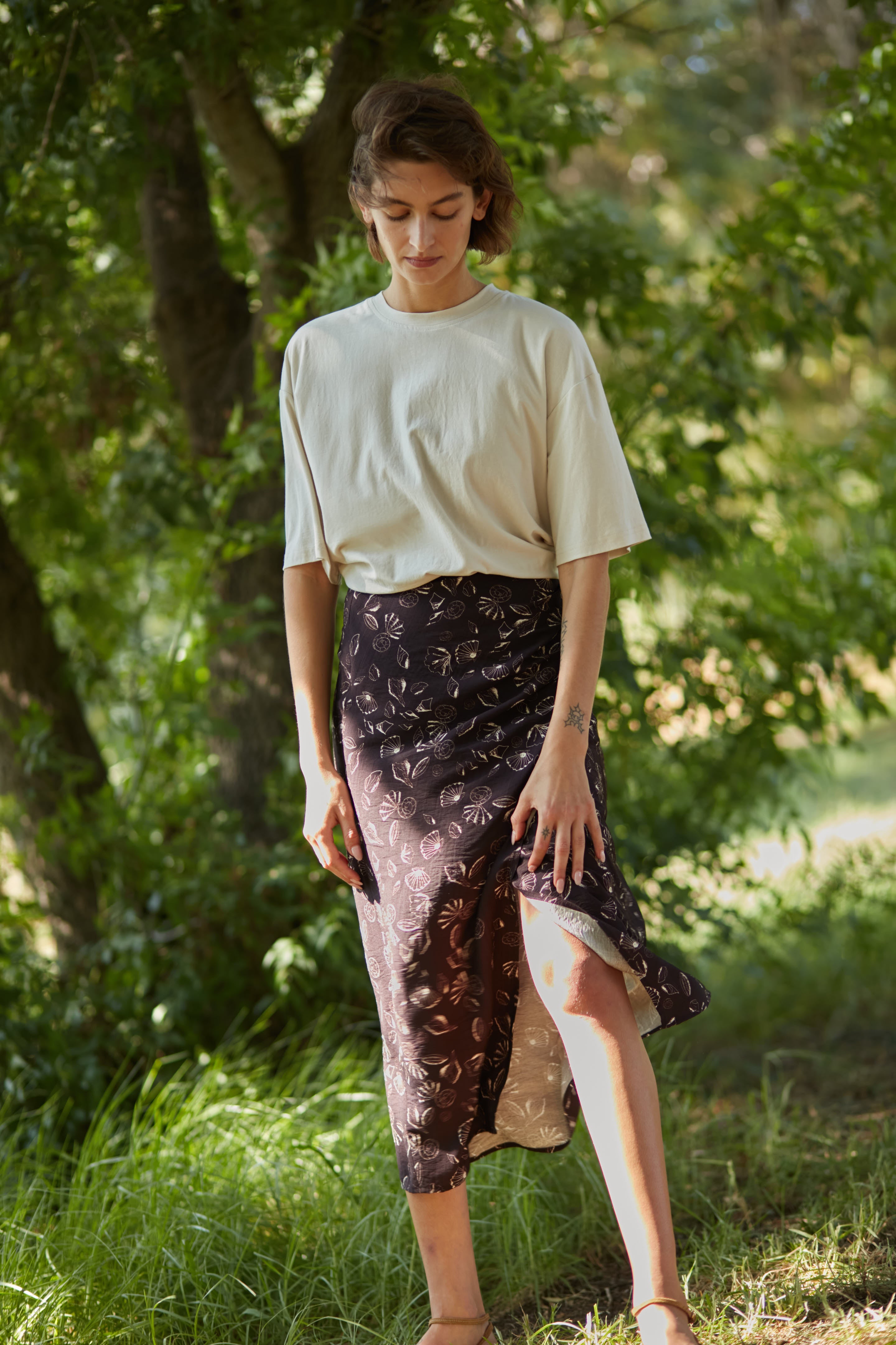 wrap shells skirt brown