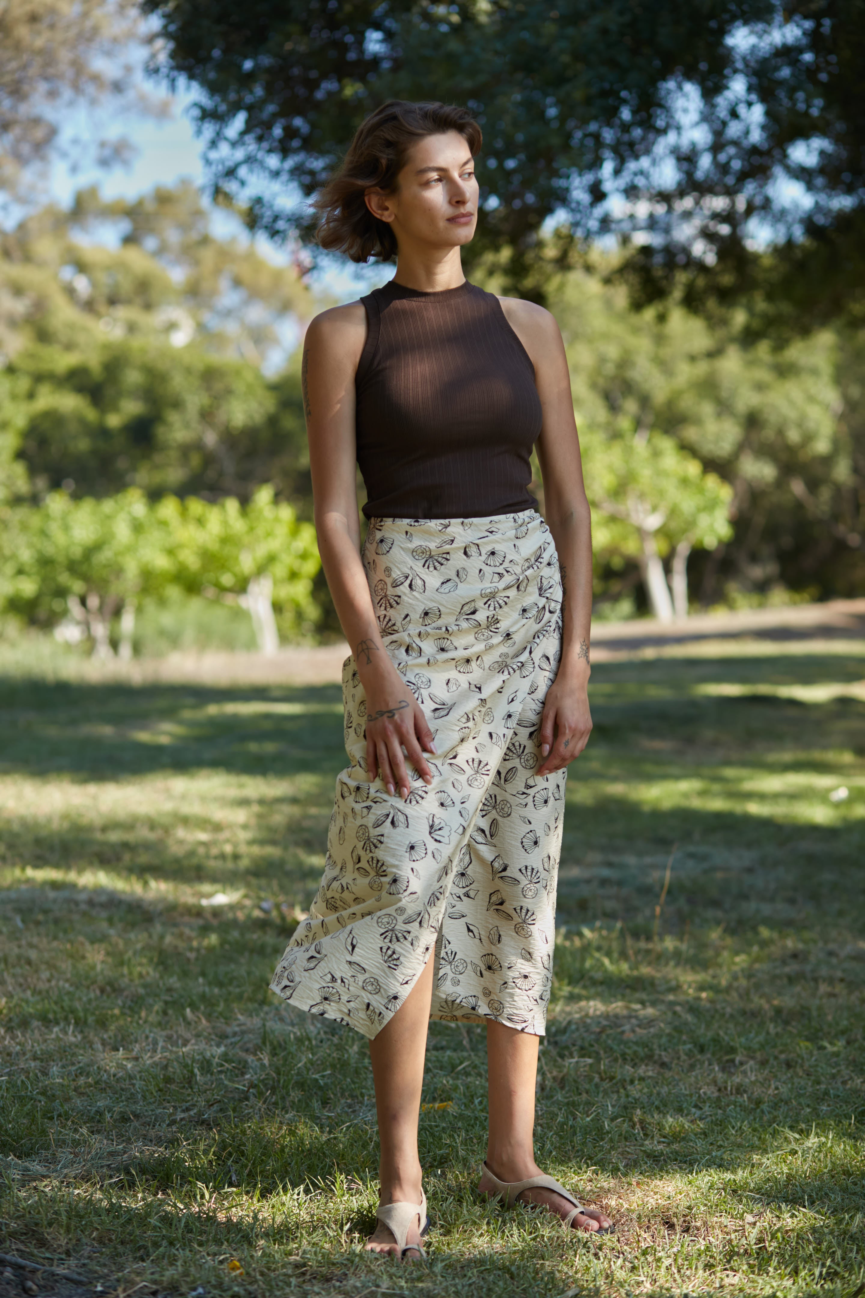 wrap shells skirt cream