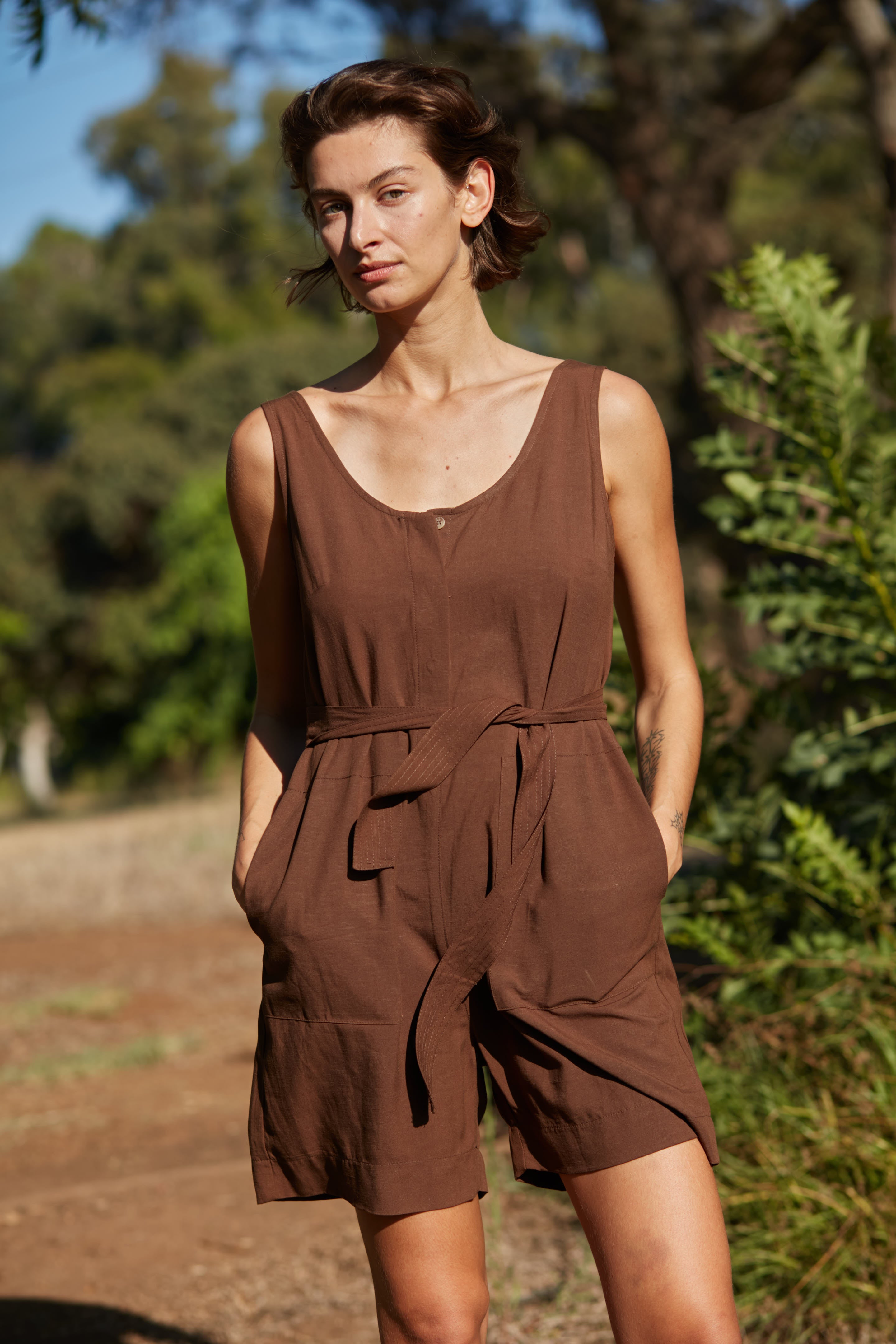 hot sand jumpsuit coffee