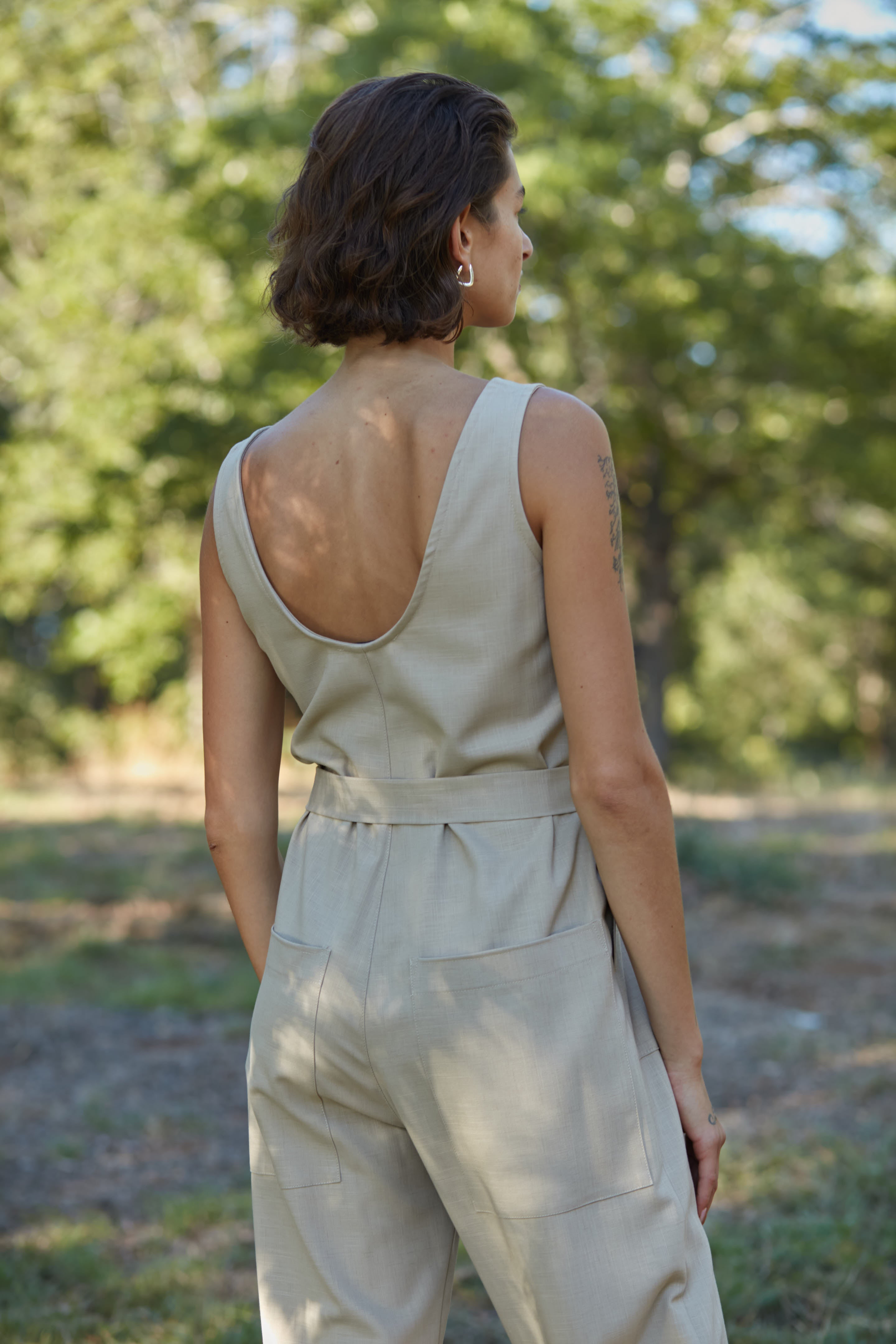 hot long jumpsuit beige