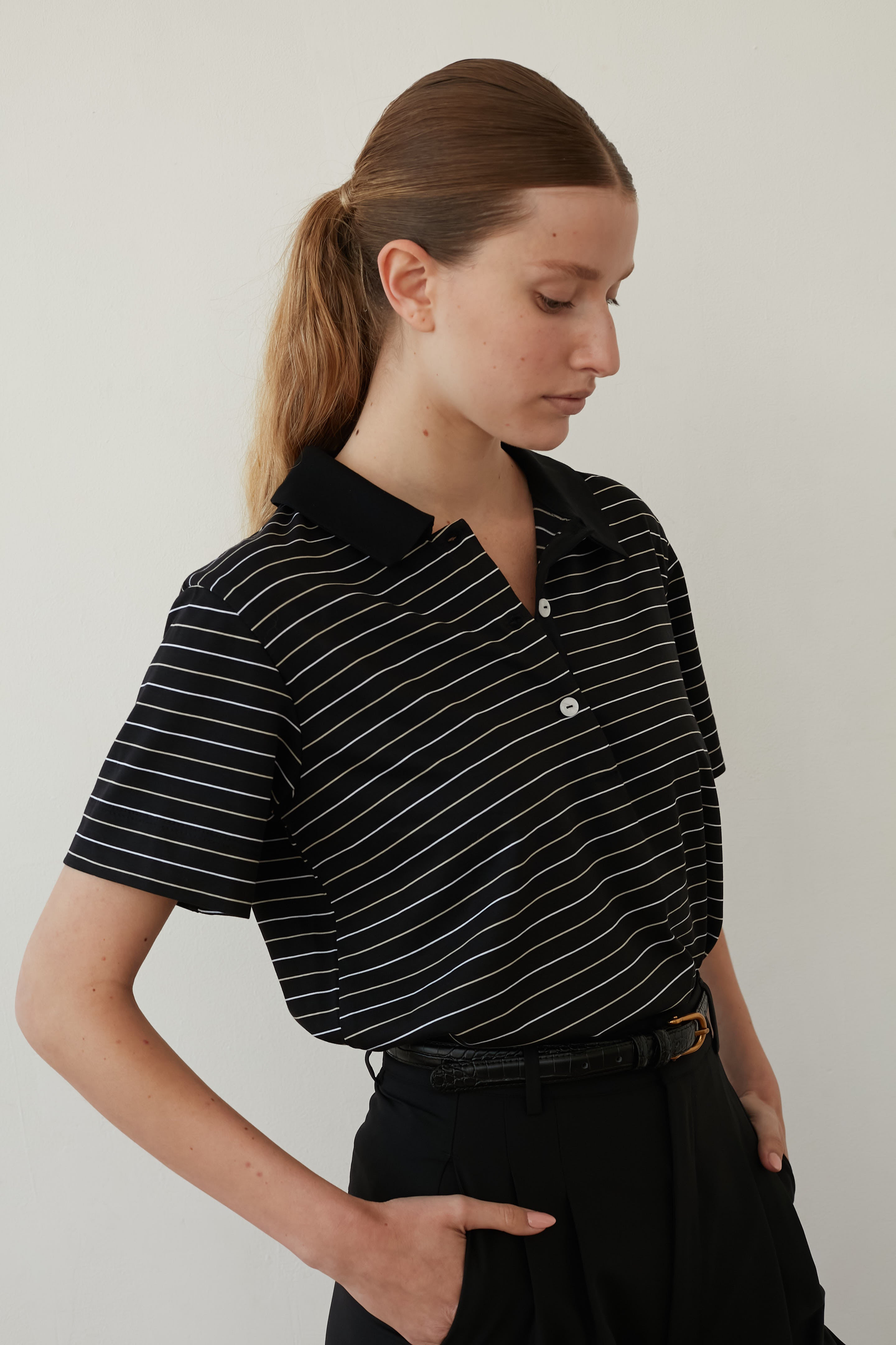 polo stripes t shirt black