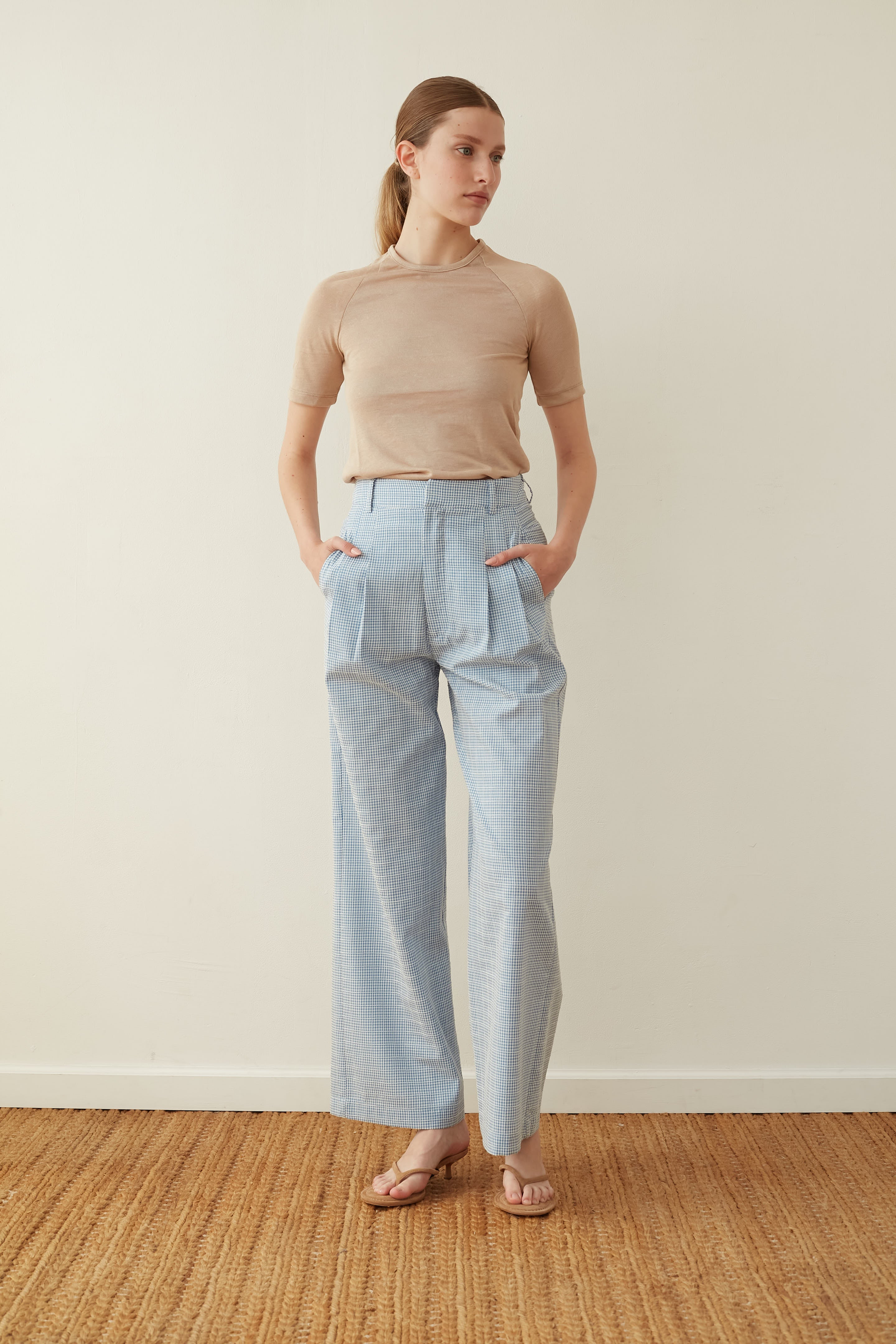 Wide bruno pants blue Plaid