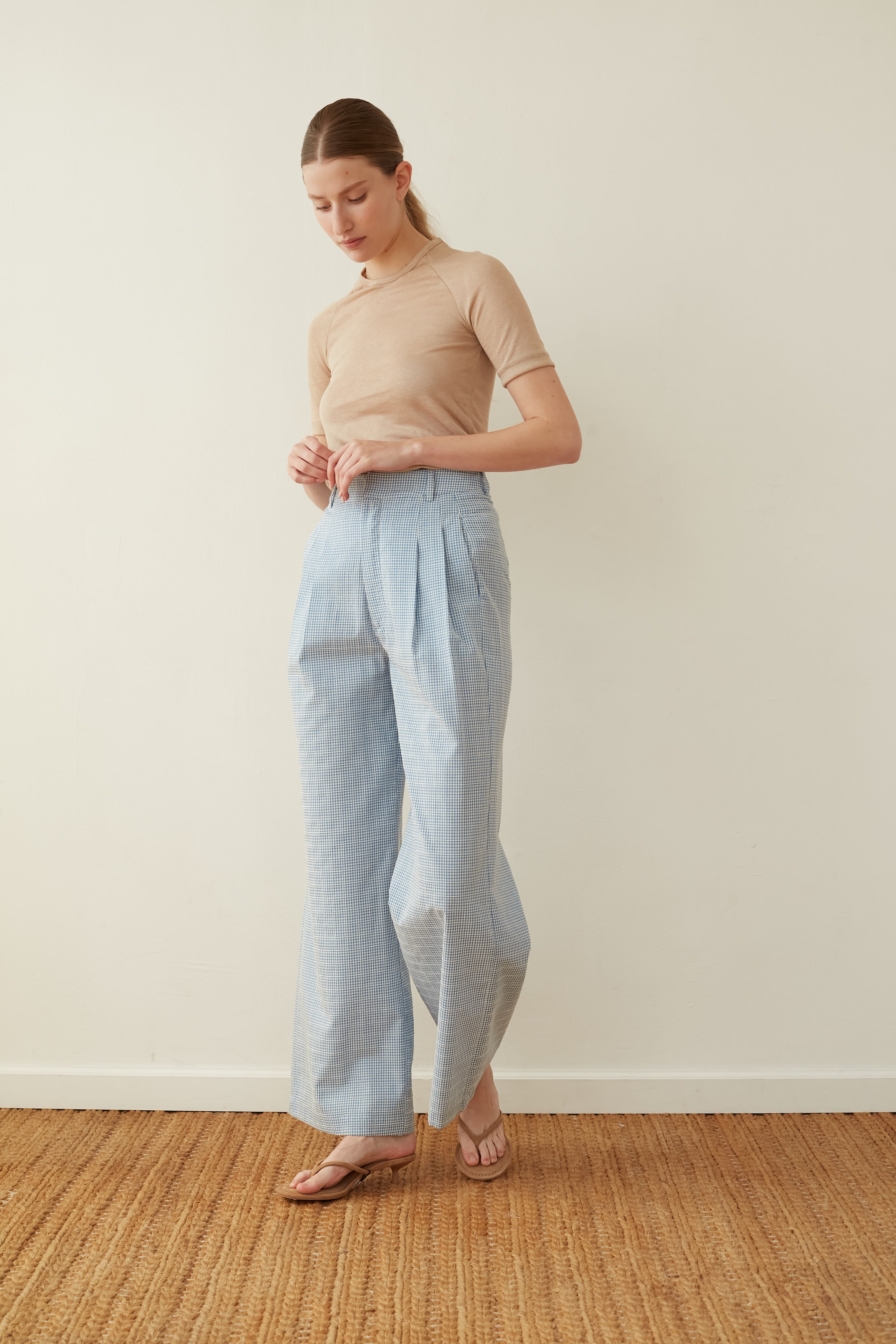 Wide bruno pants blue Plaid