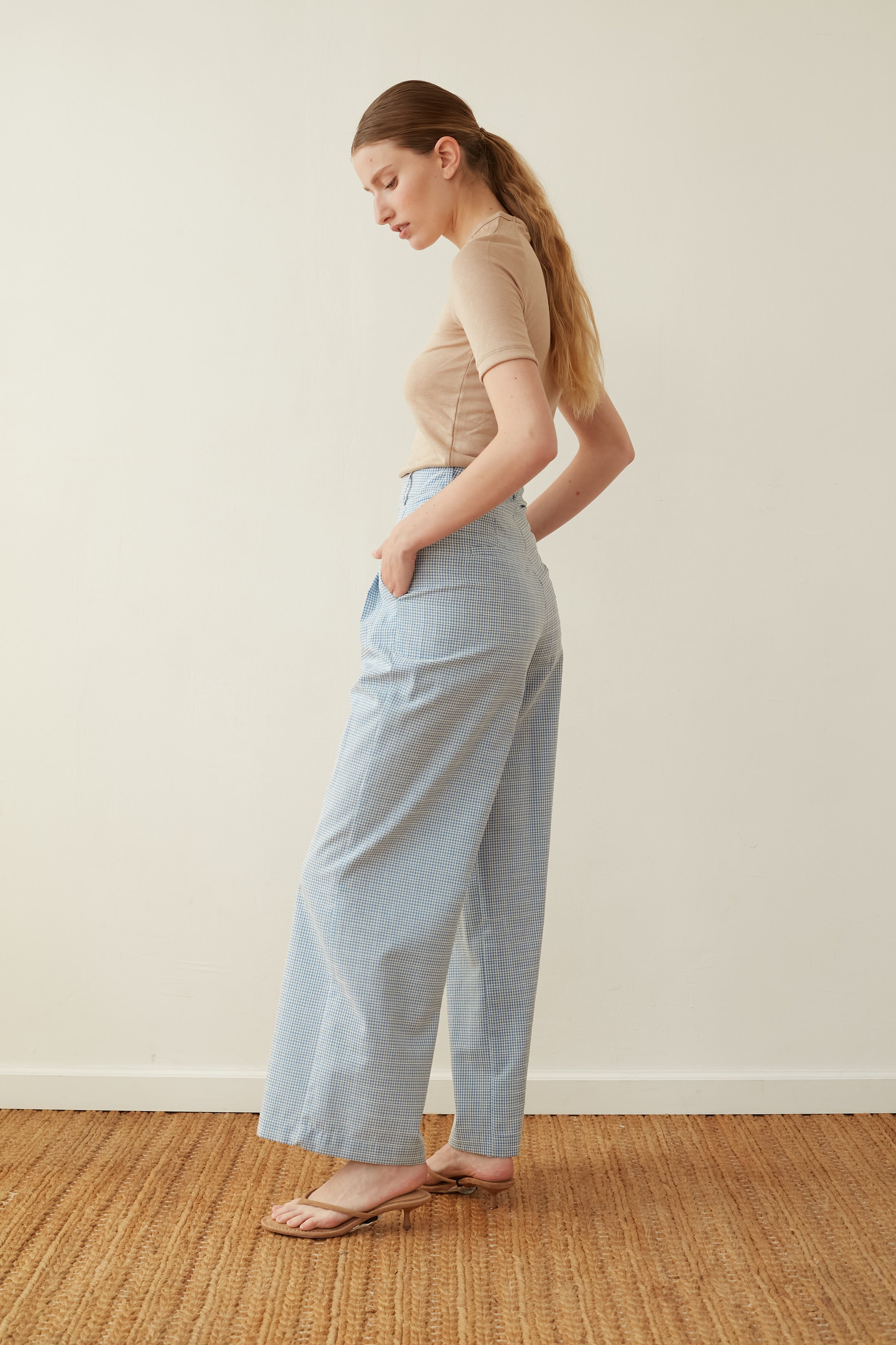 Wide bruno pants blue Plaid
