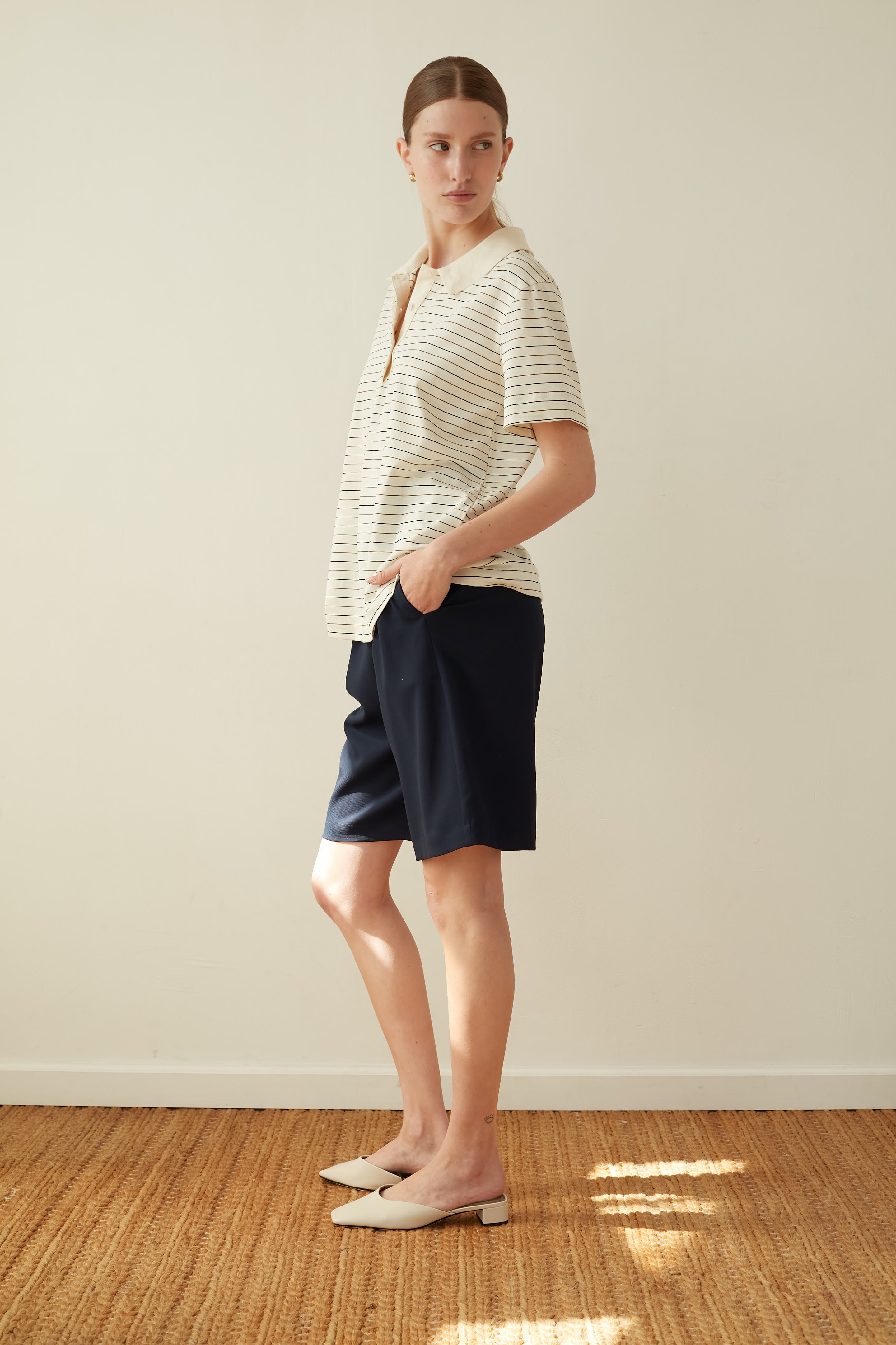 polo stripes t shirt cream