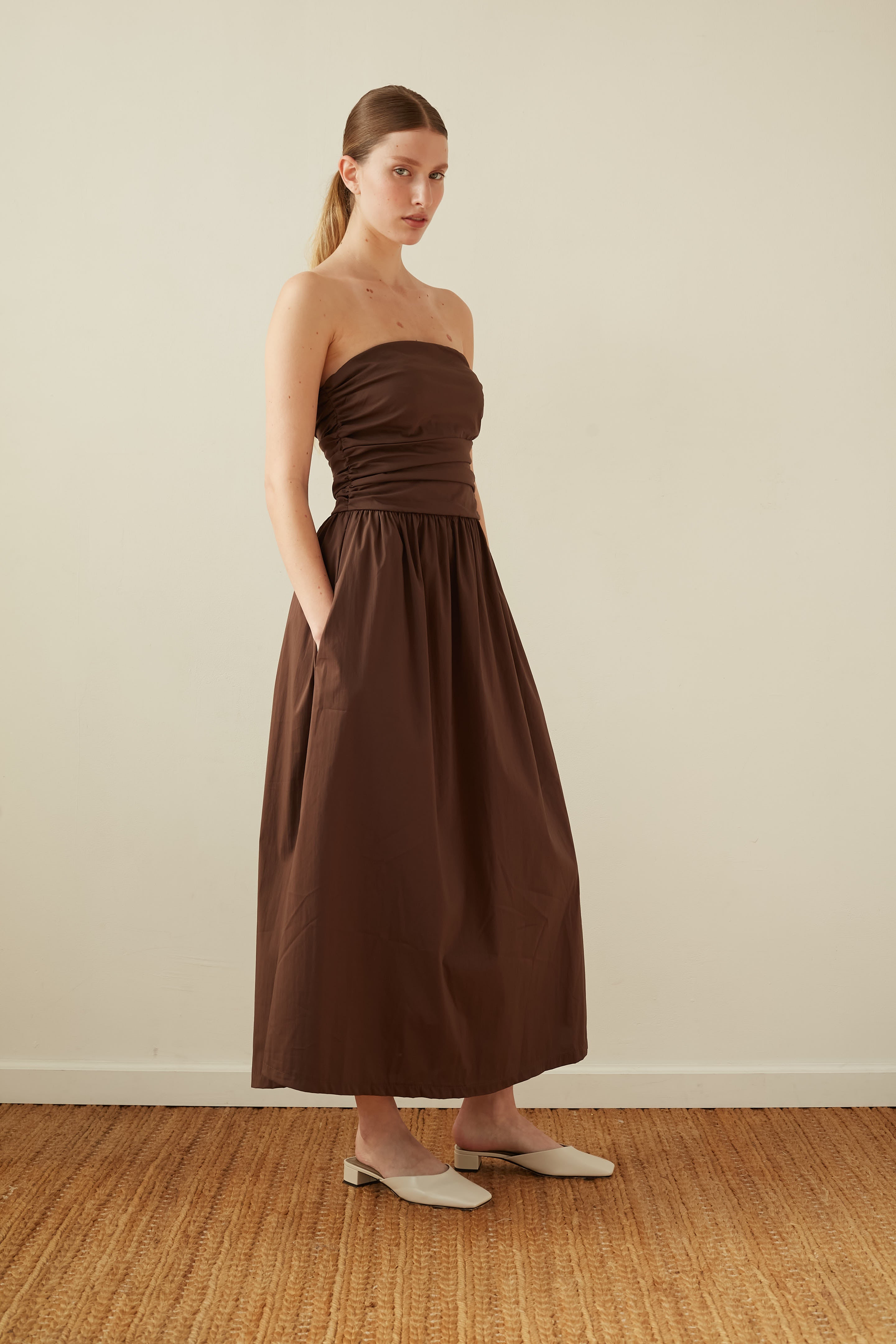 Strapless dress chocolate