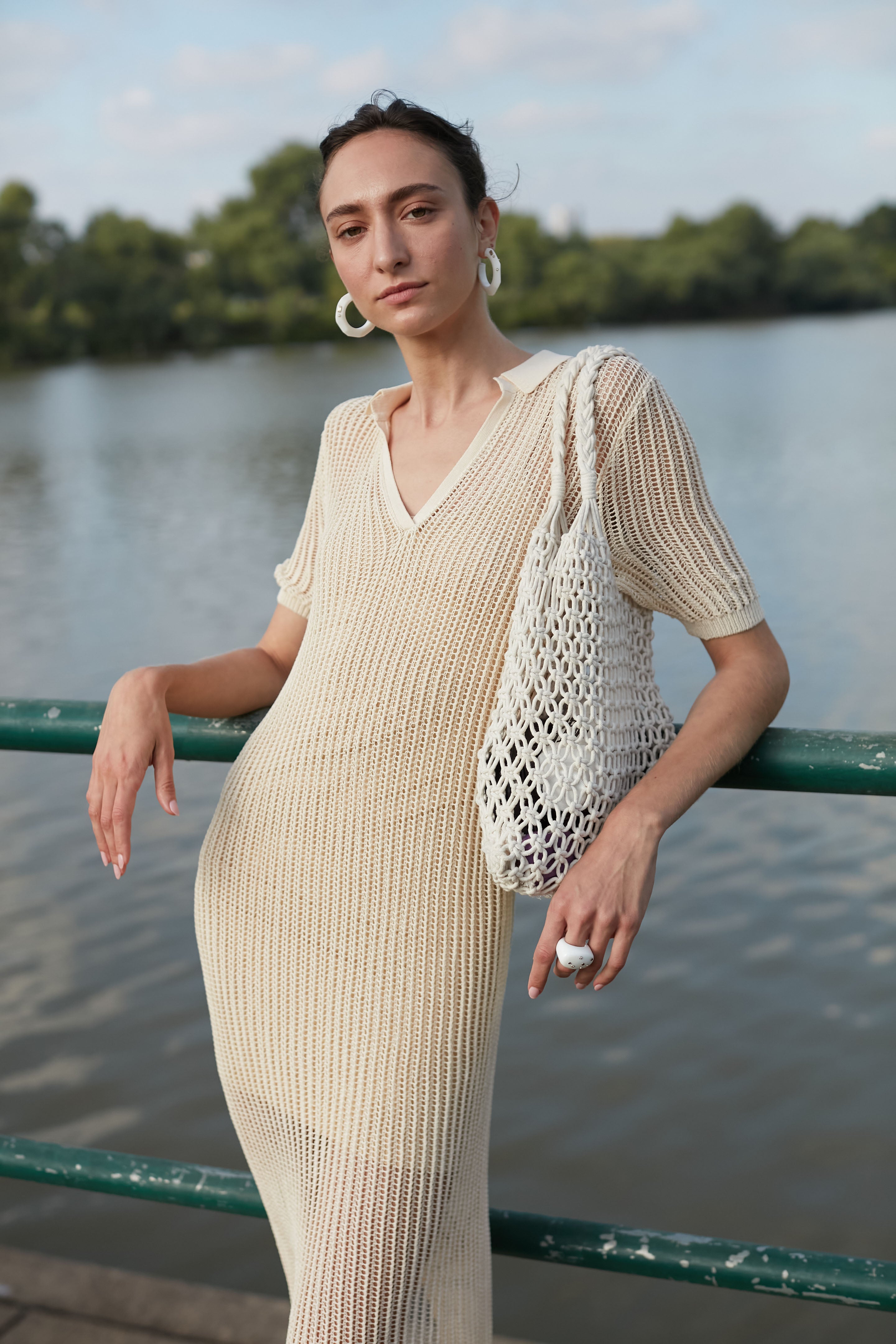 net knit dress beige
