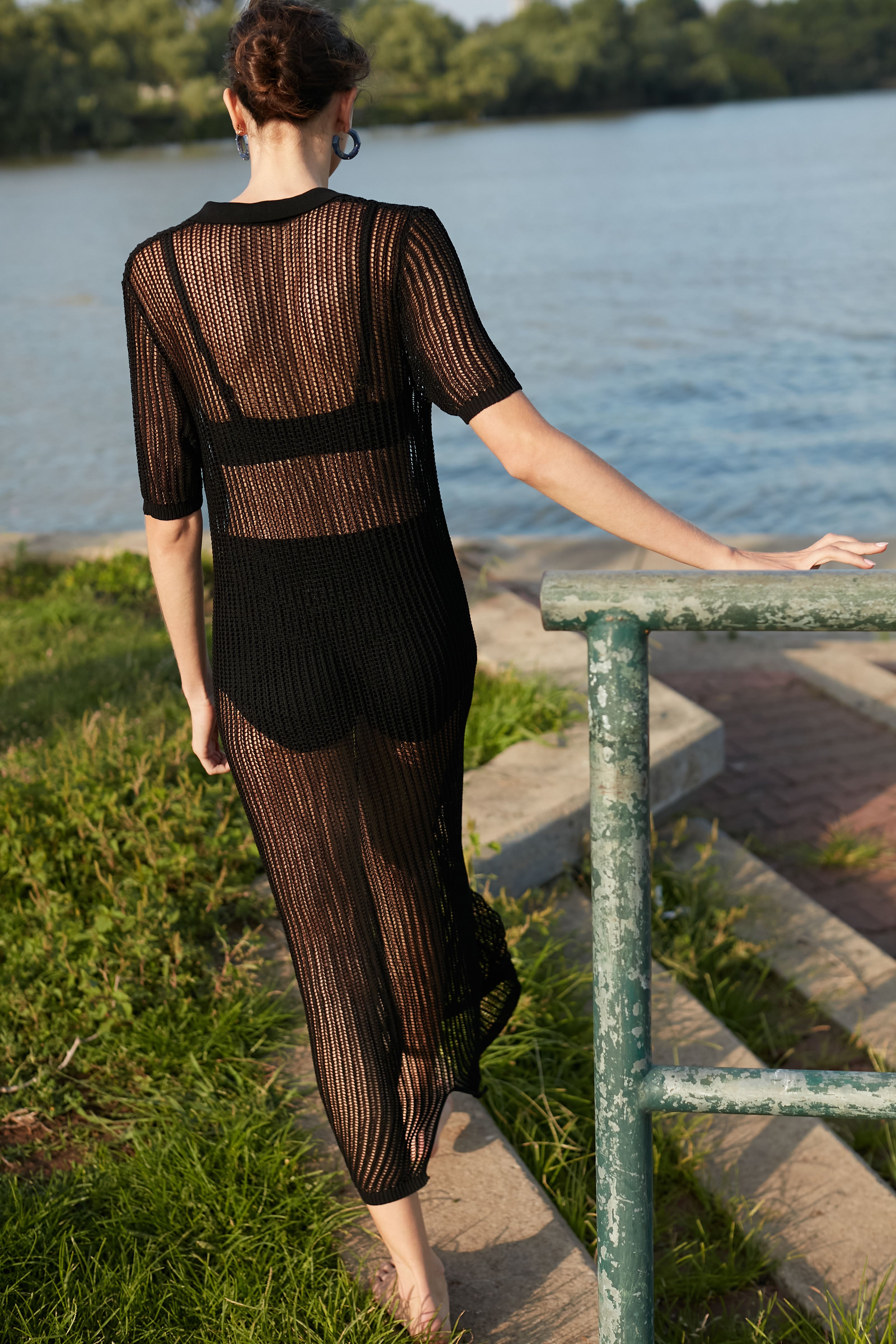 net knit dress black