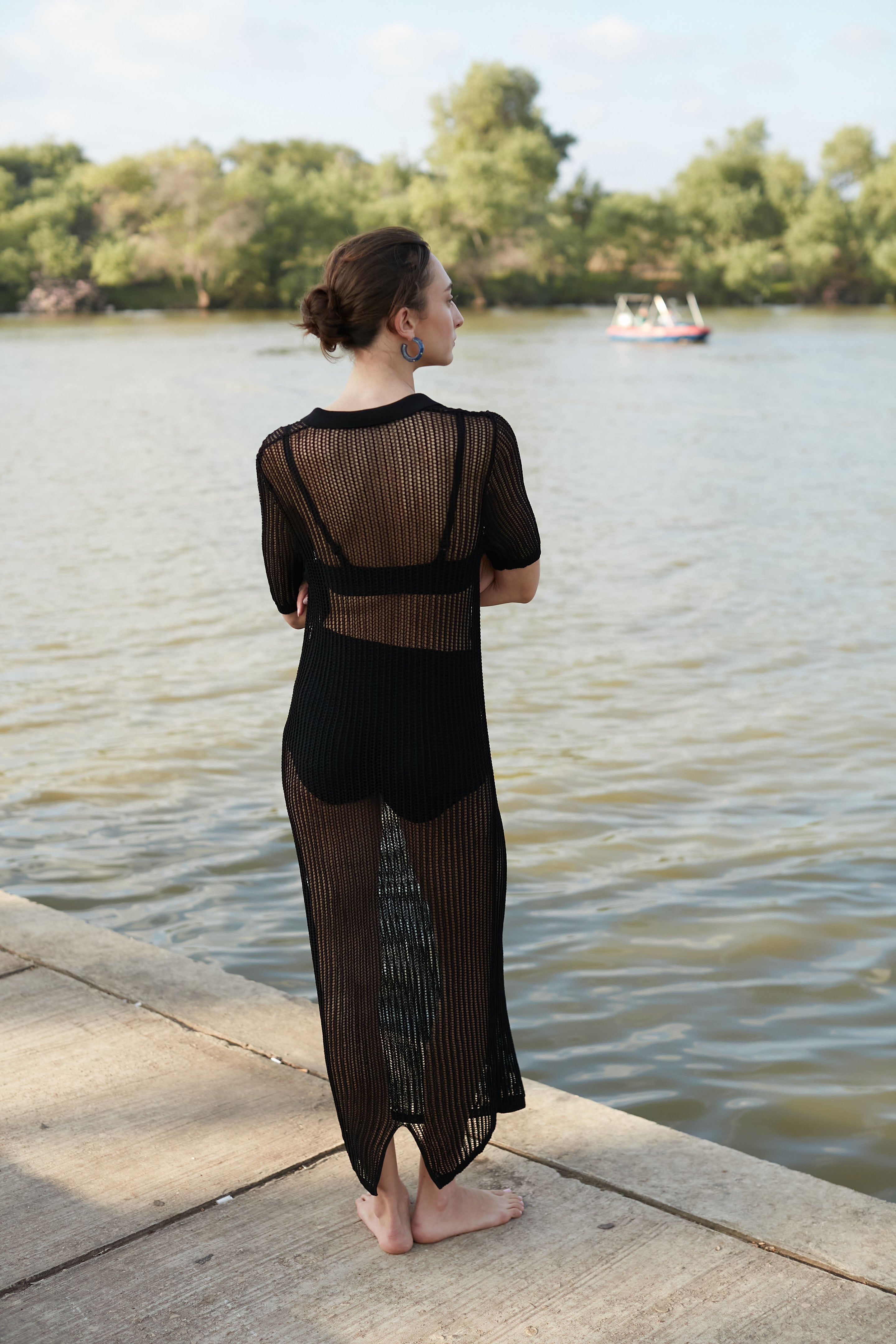 net knit dress black