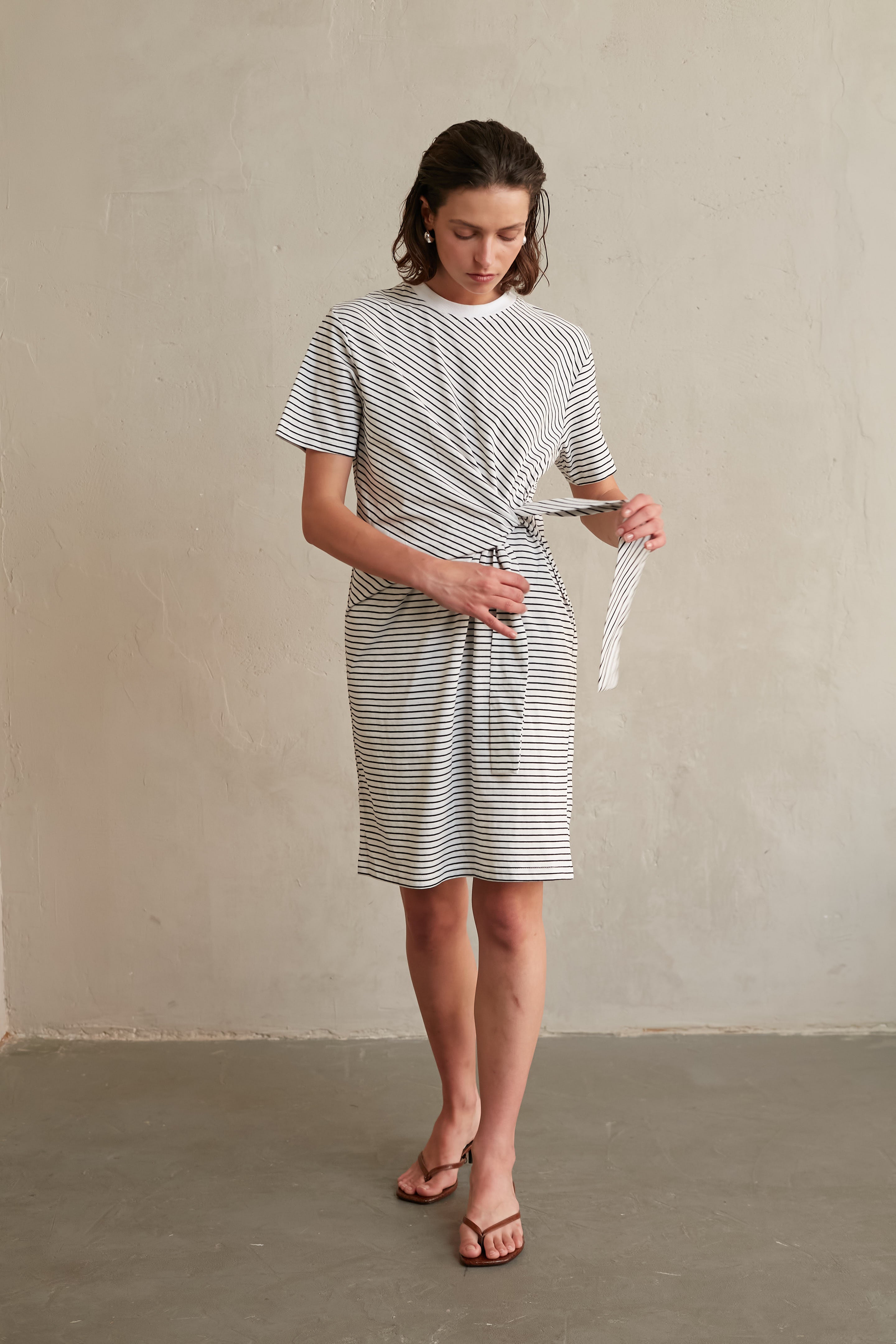 Tie t dress Stripes Black