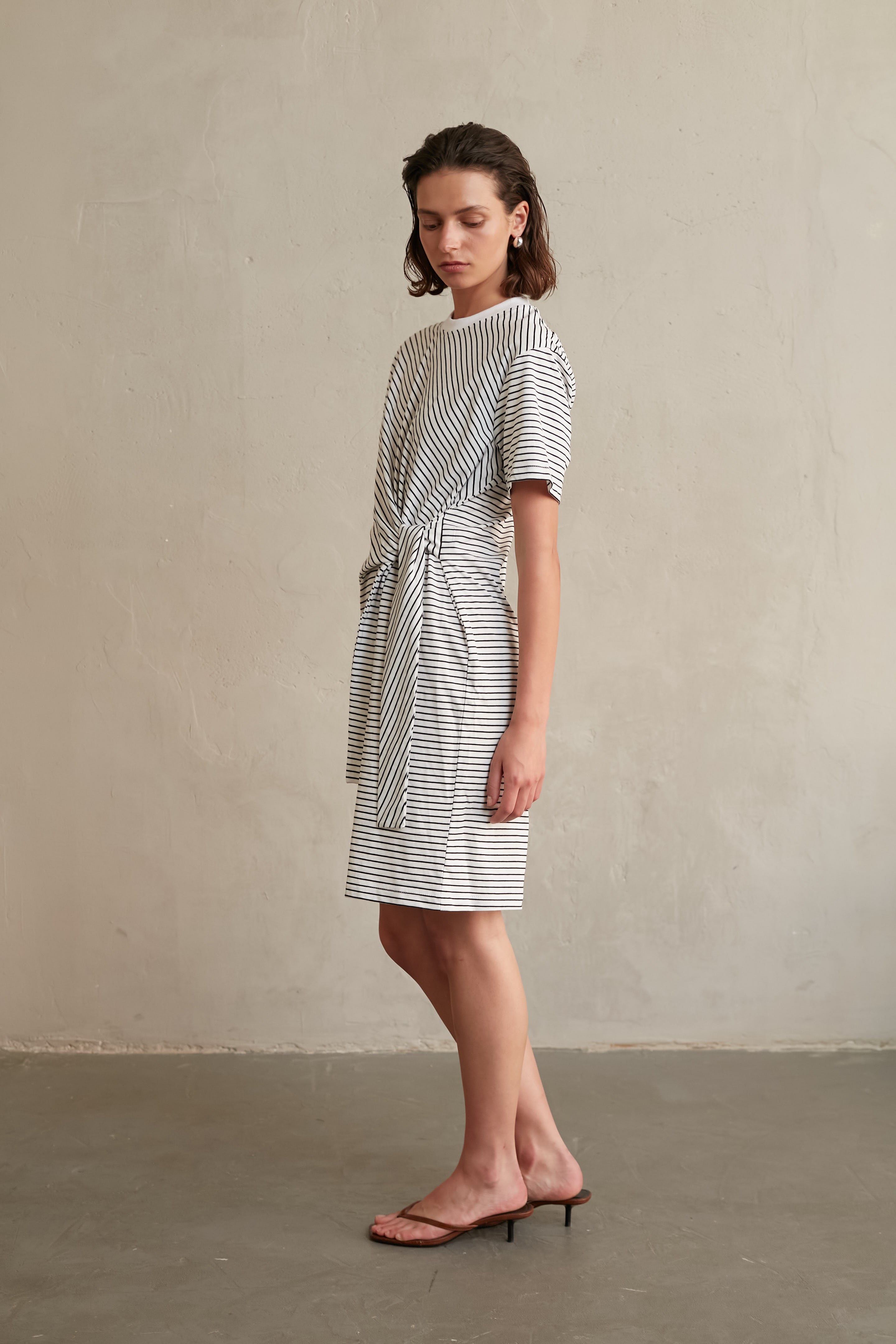 Tie t dress Stripes Black