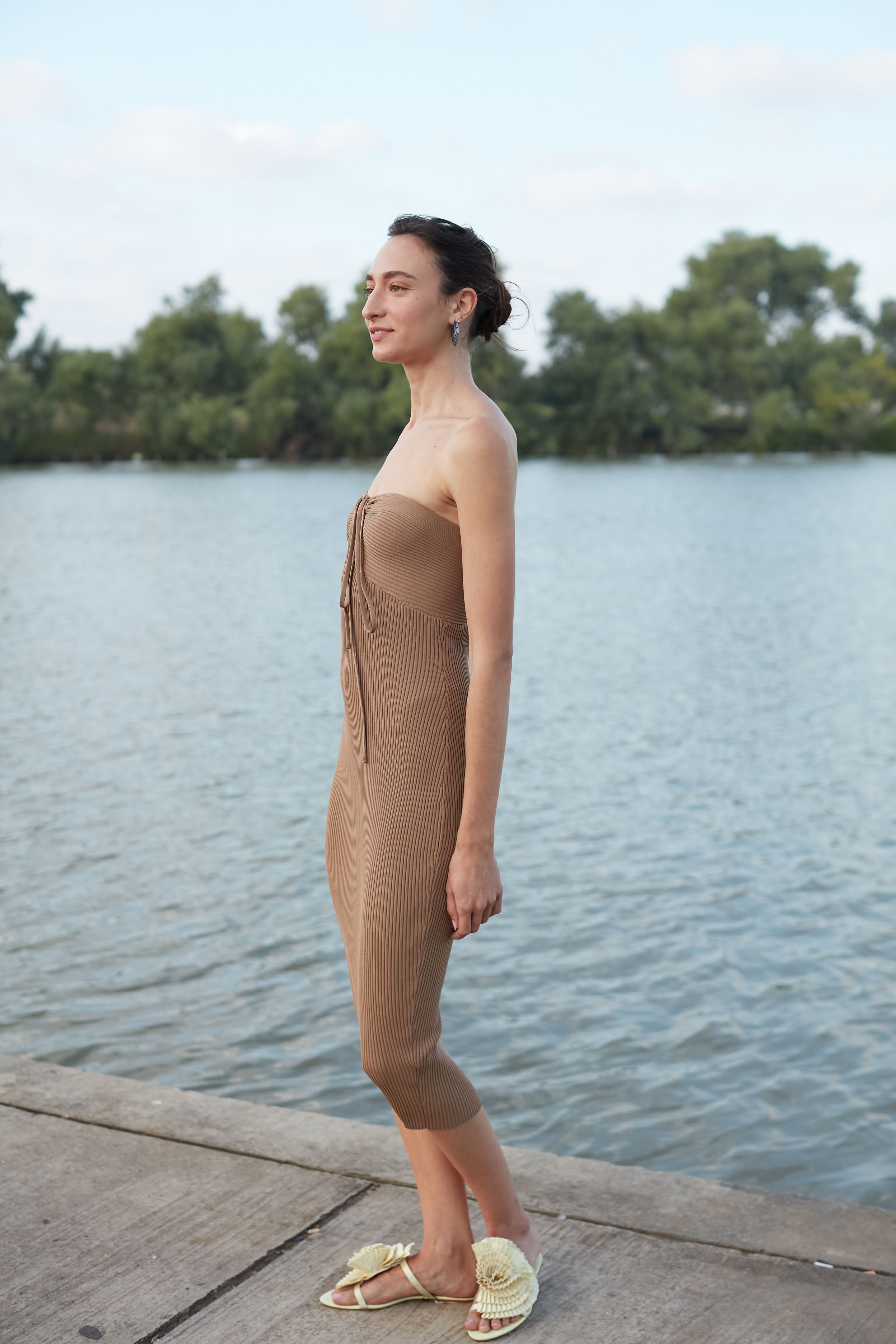 knit dress brown
