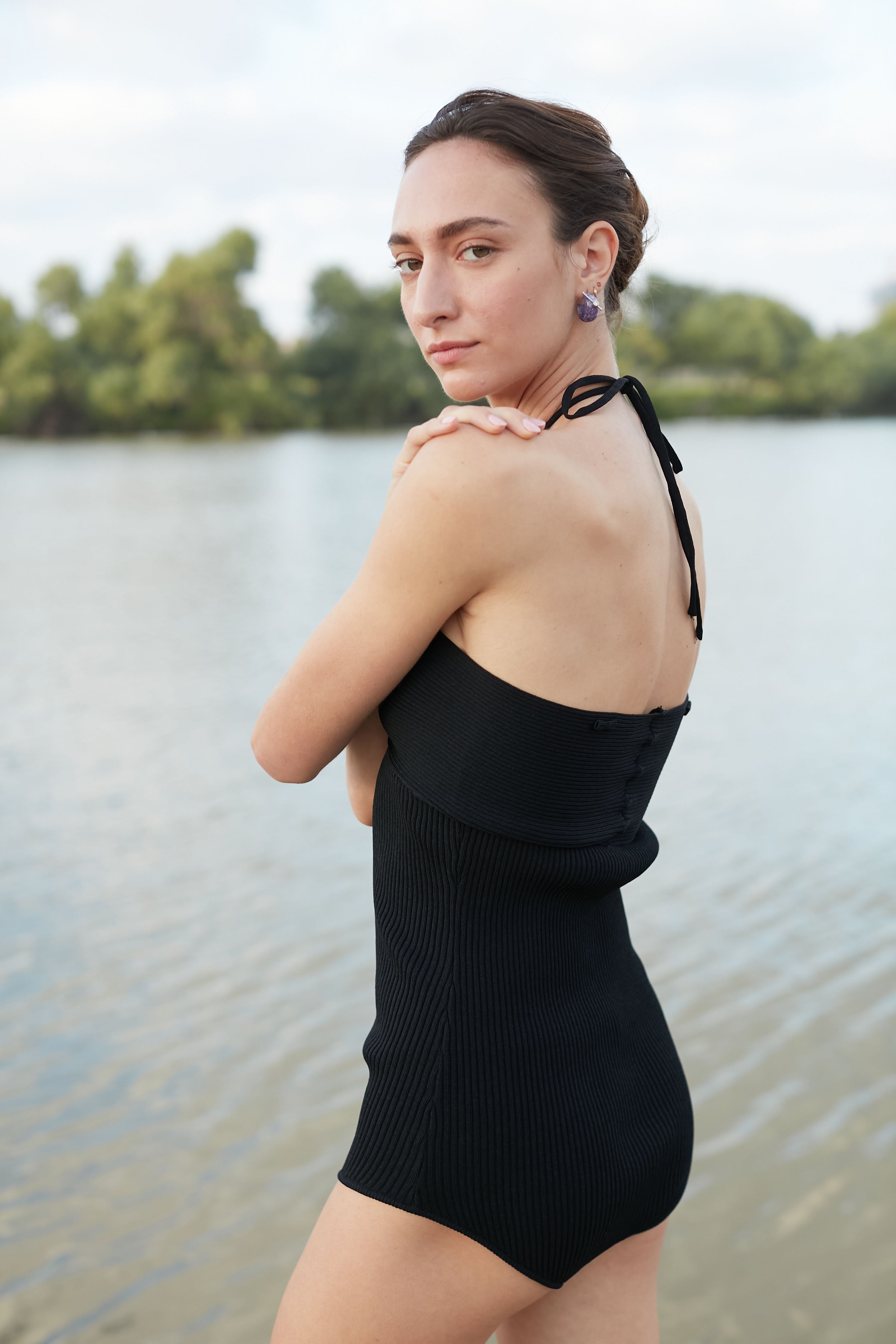 knit bodysuit black