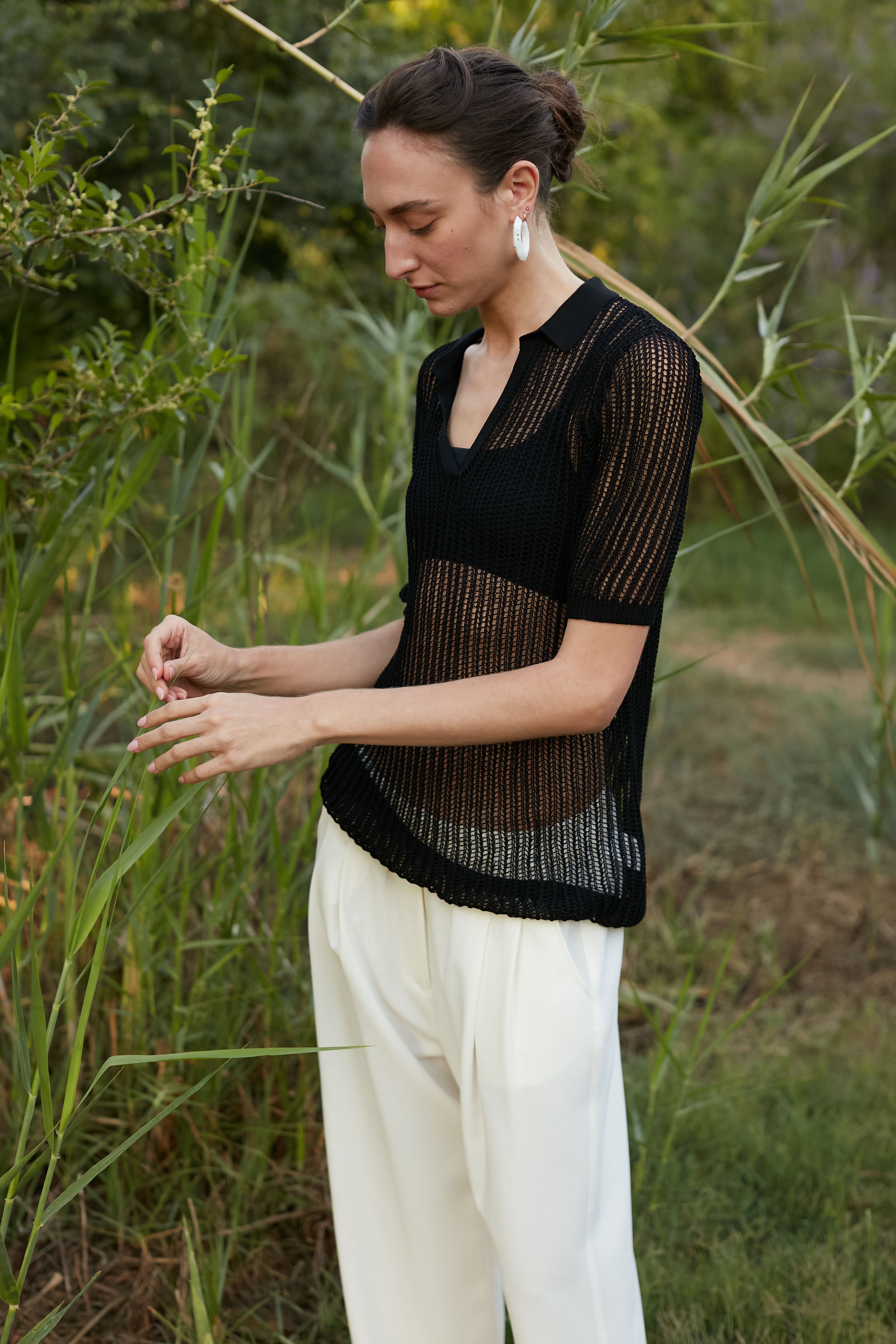 net knit top black