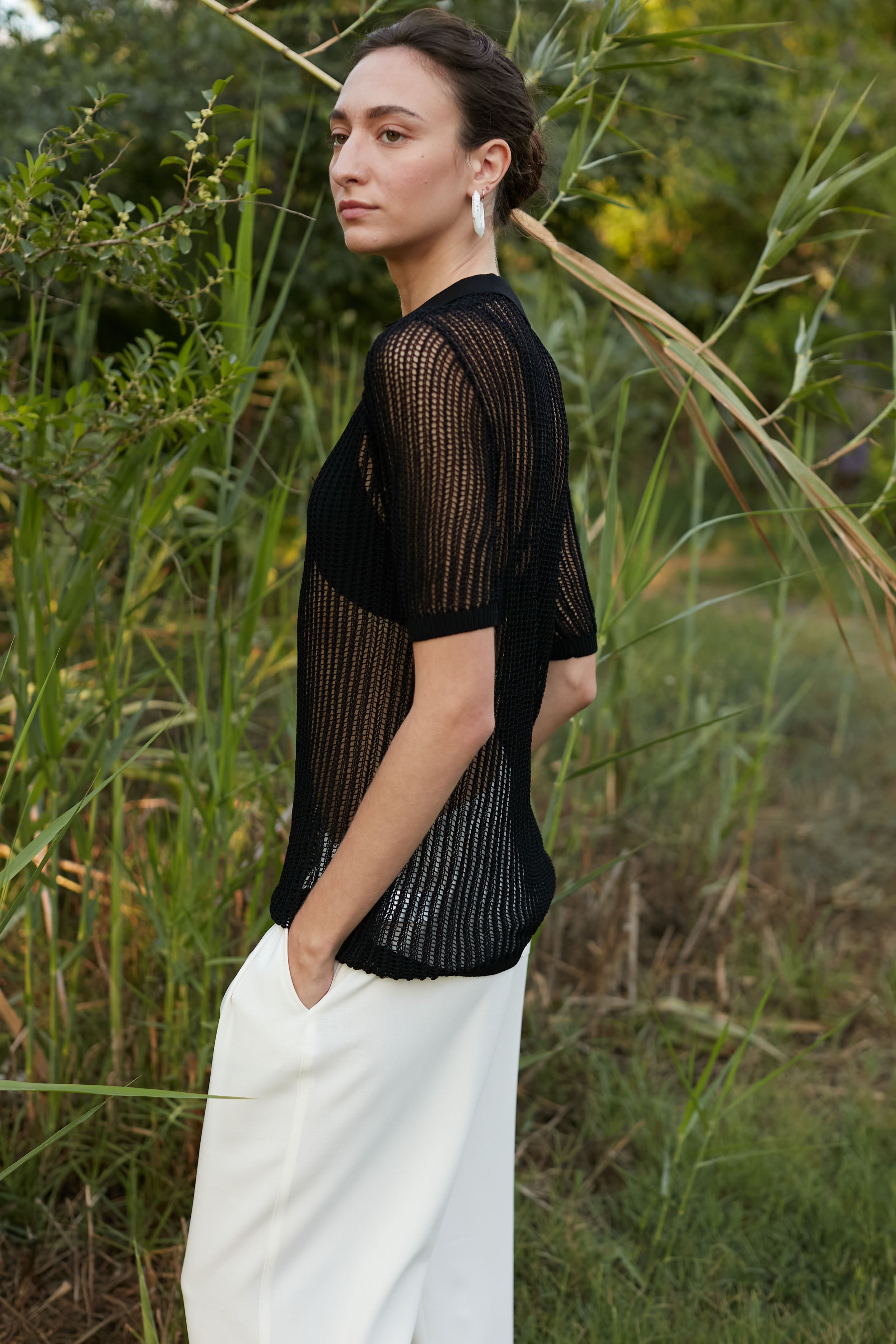 net knit top black