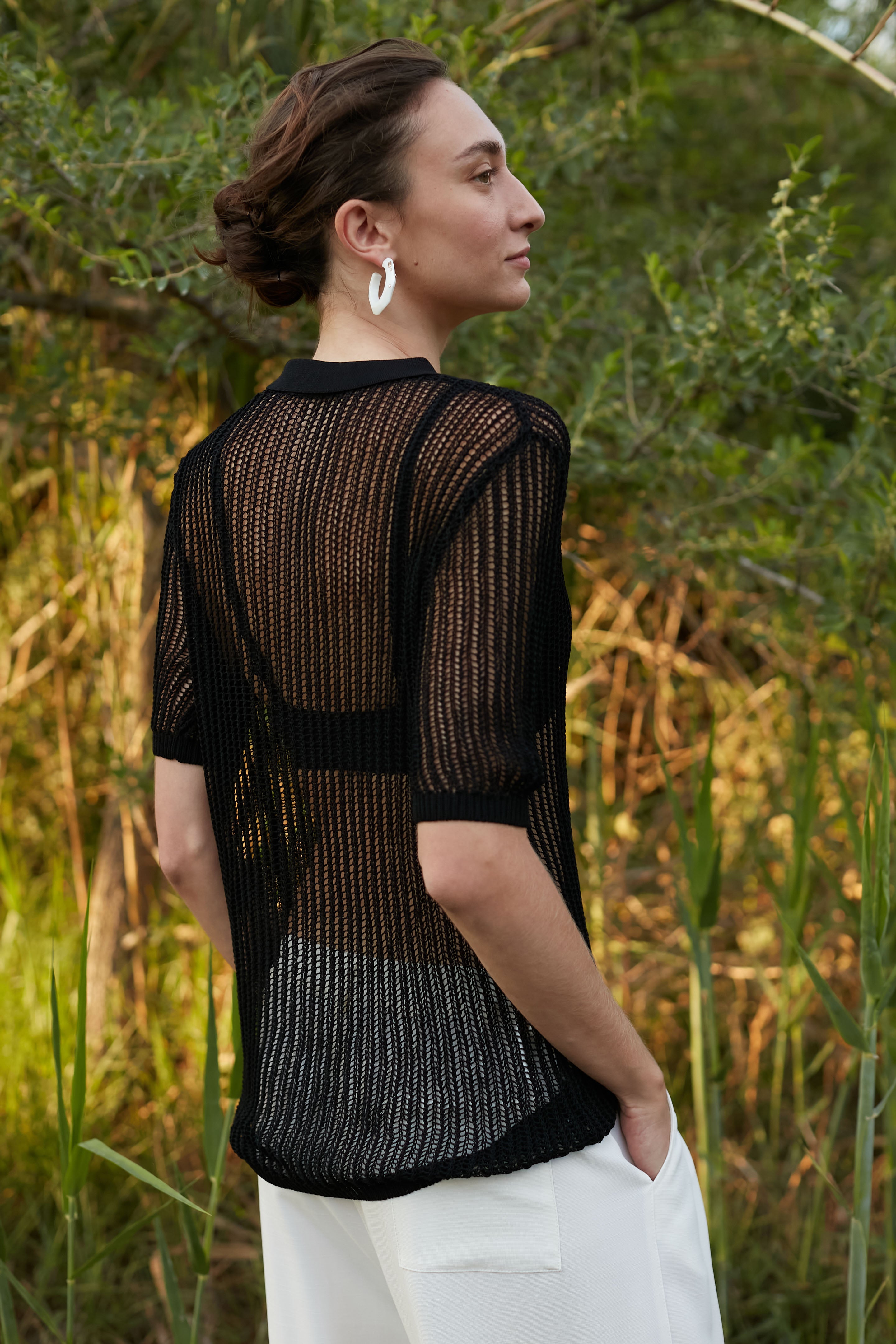 net knit top black