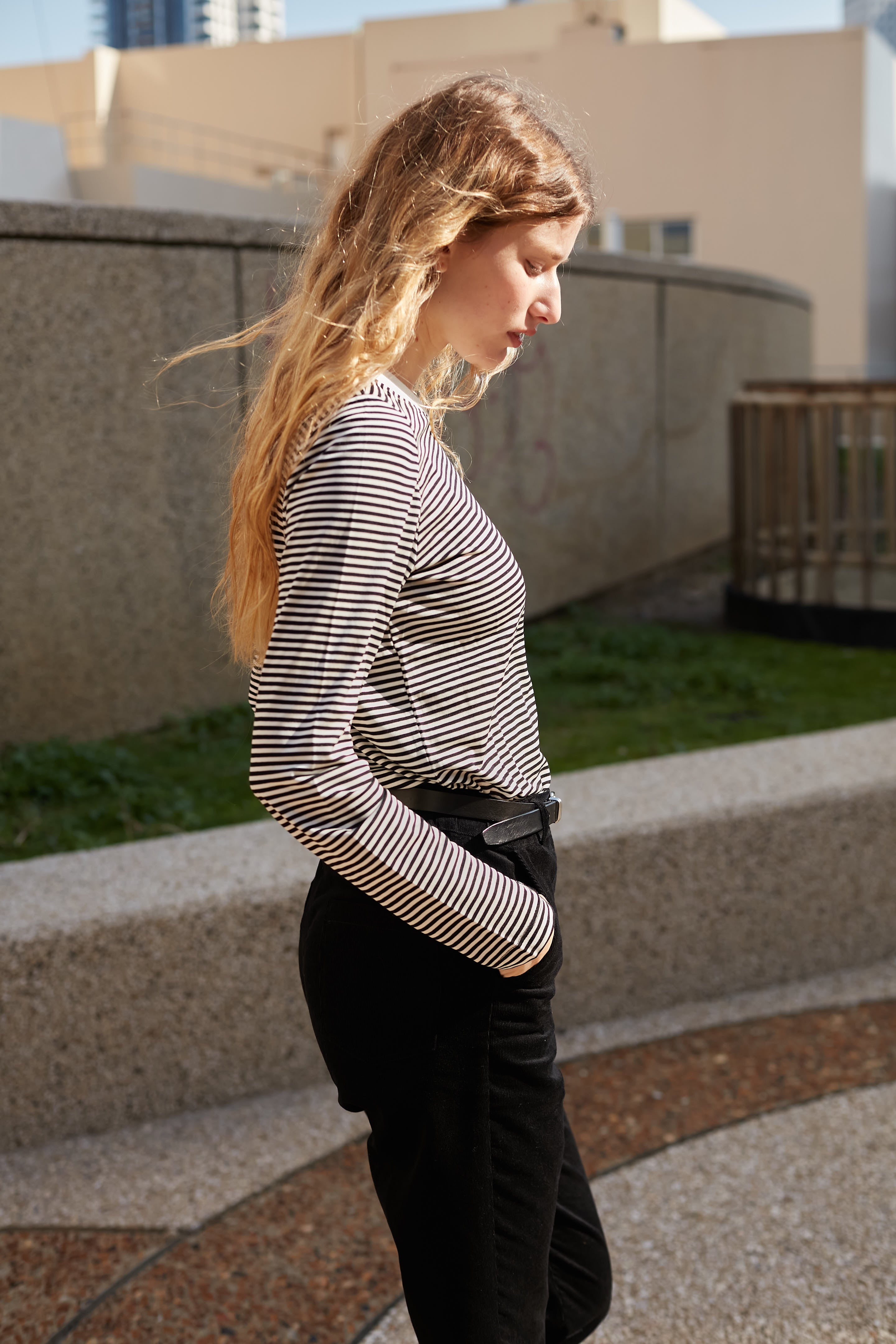 Black daylight stripes top