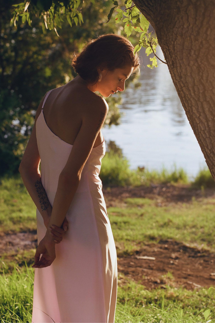 July one shoulder dress pink
