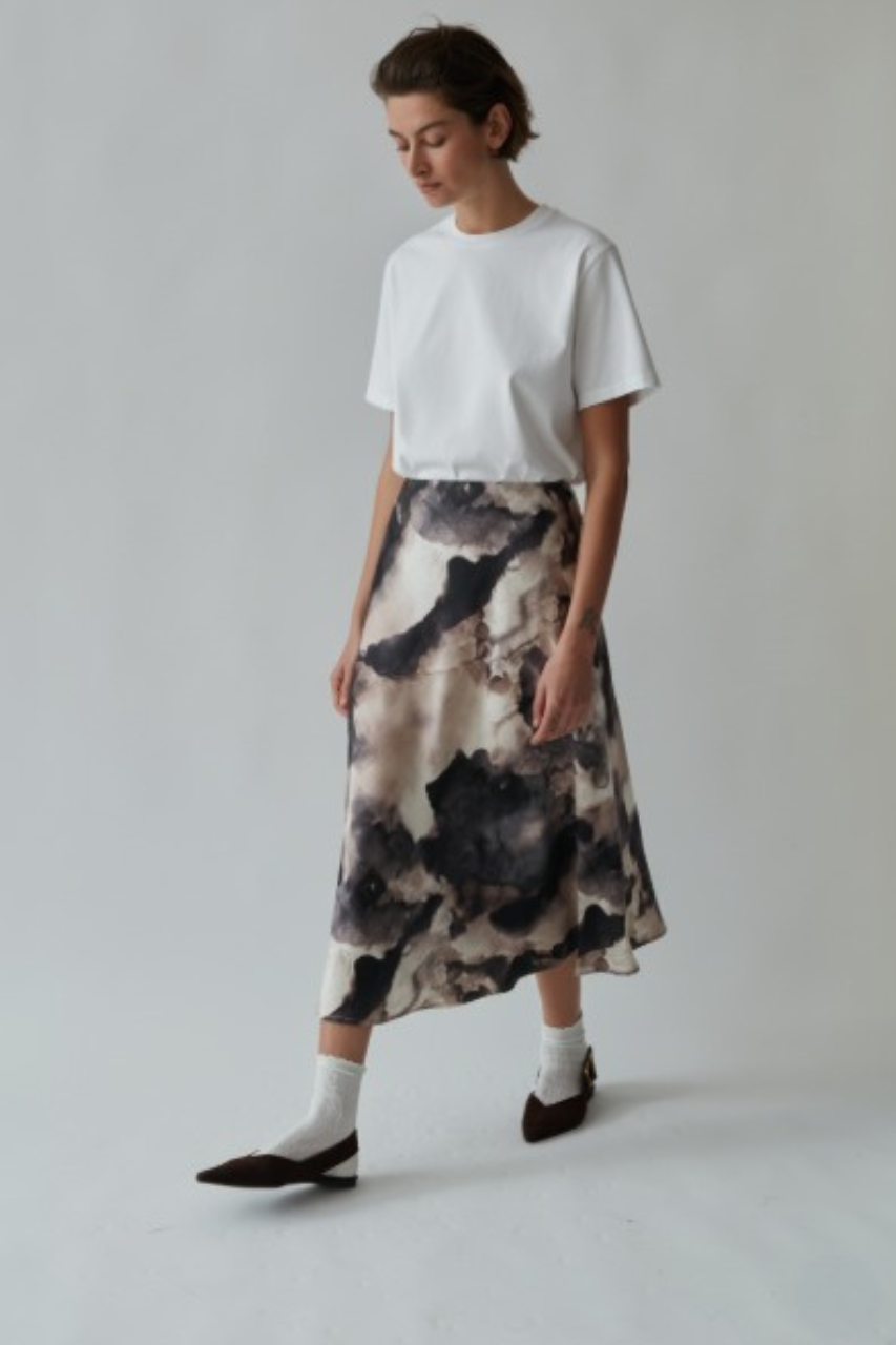 leo wide skirt printed brown