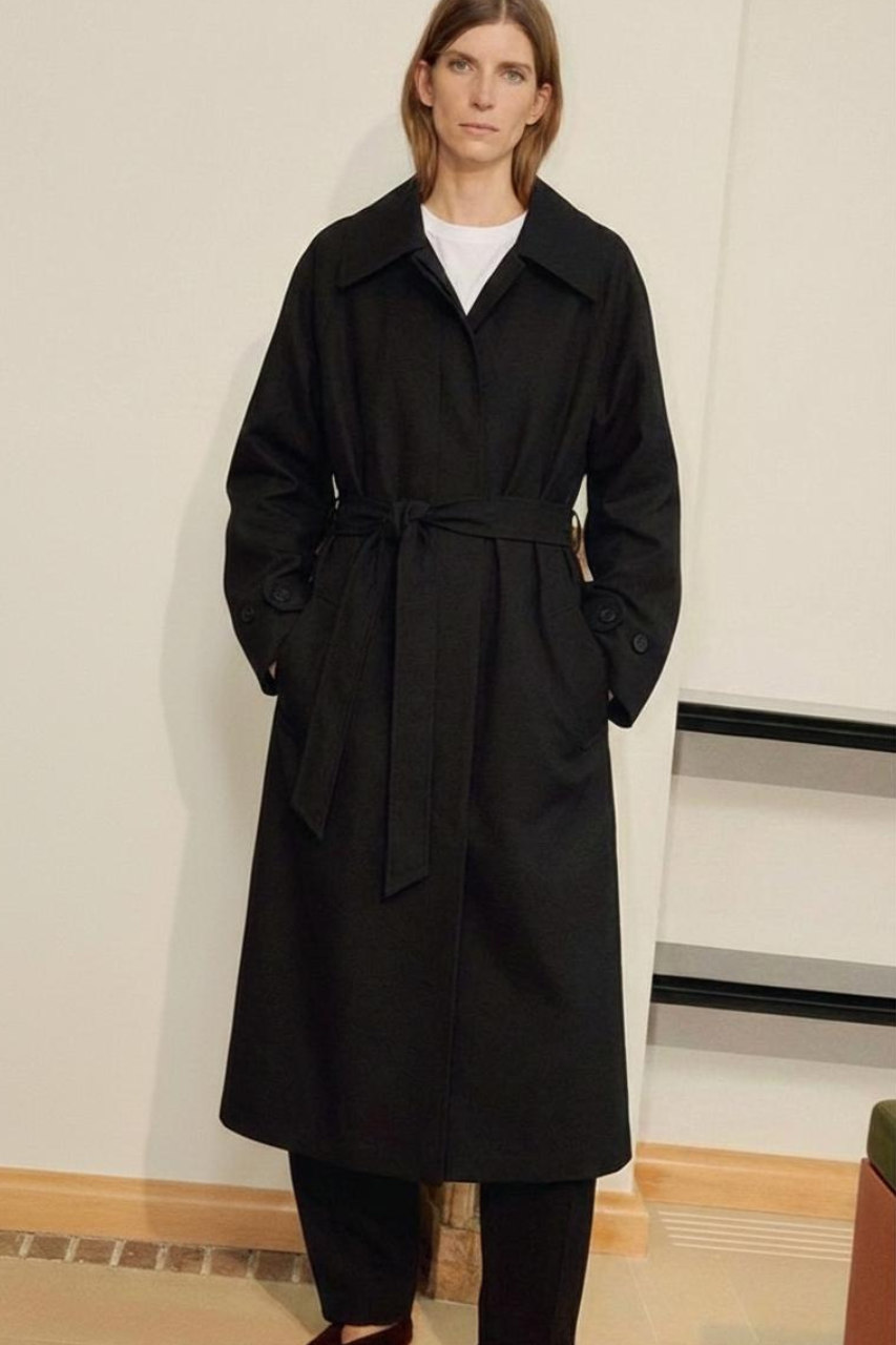 Wool trench coat Black