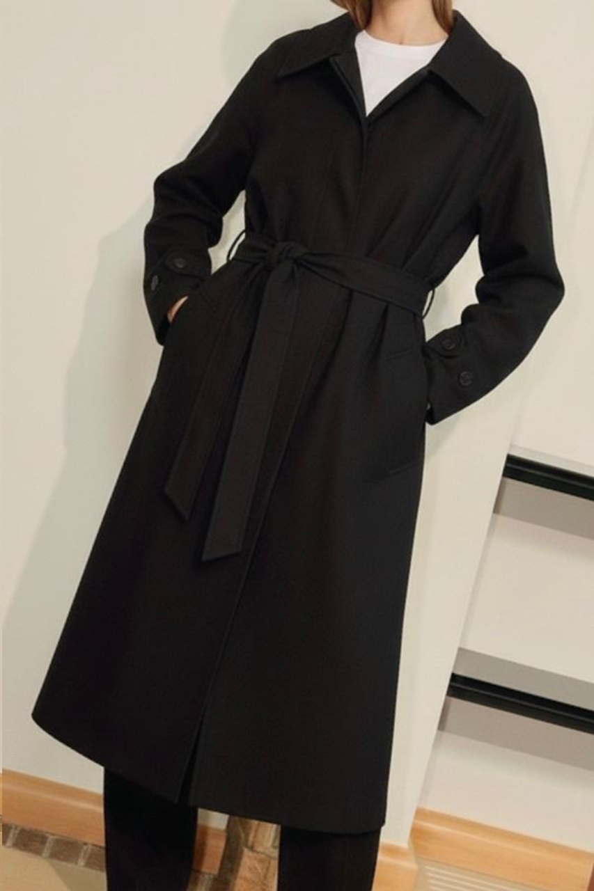 Wool trench coat Black