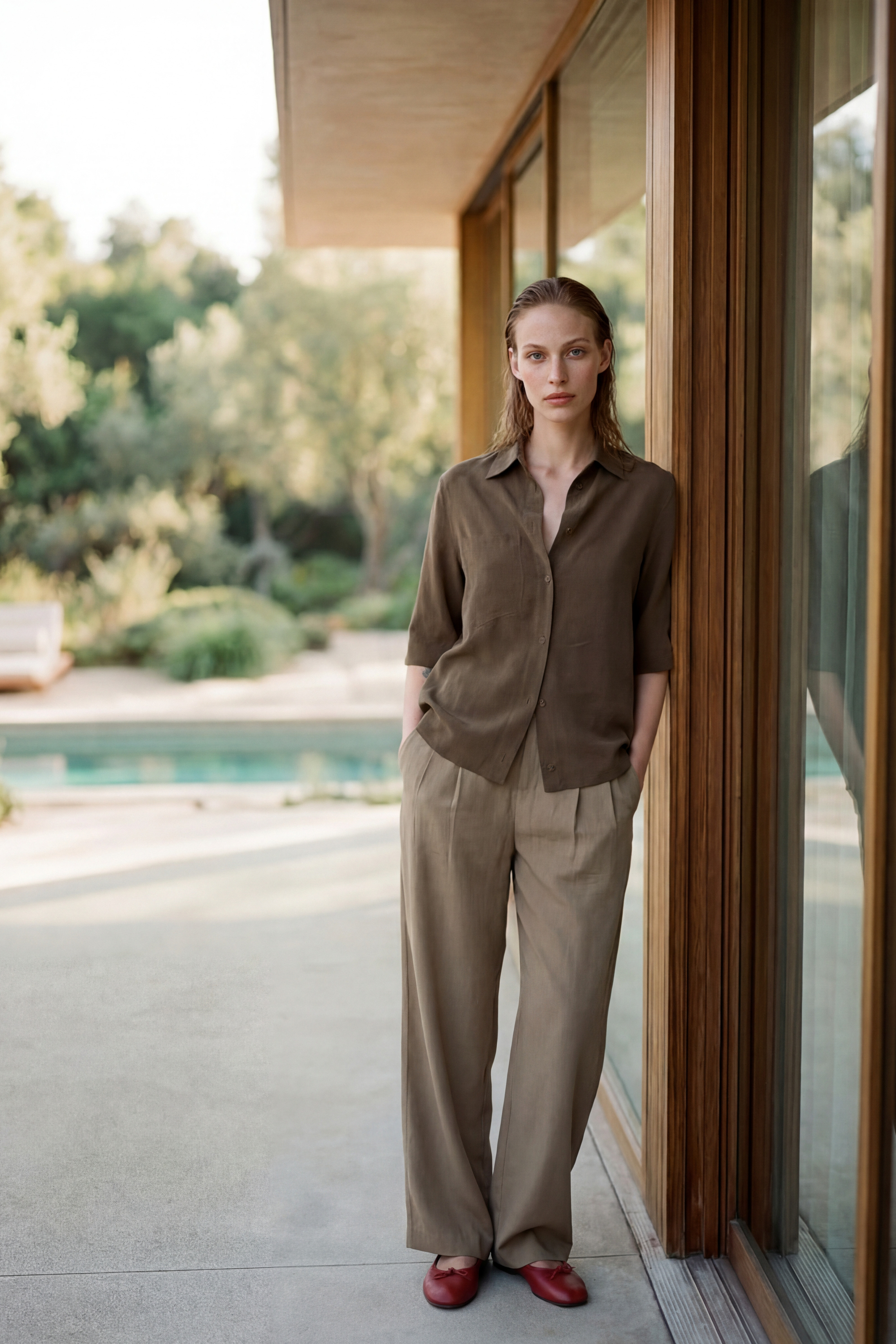 Tencel buttoned top chocolate