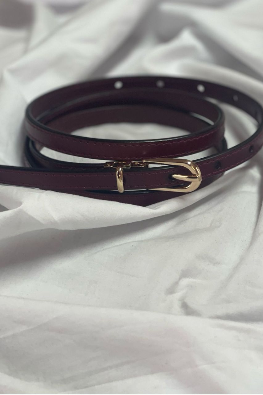 thin leather belt chocolate