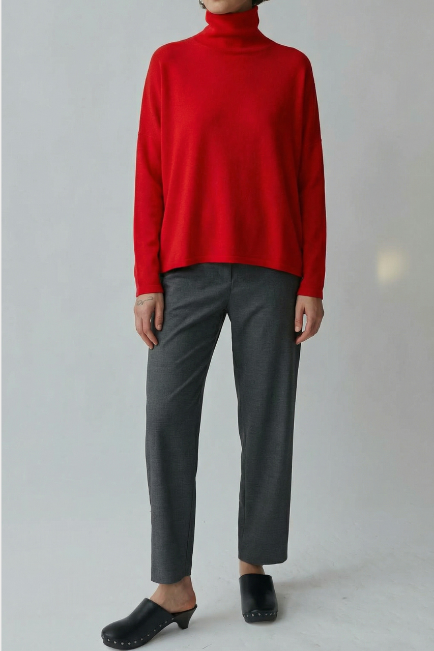 Cozy turtleneck top red