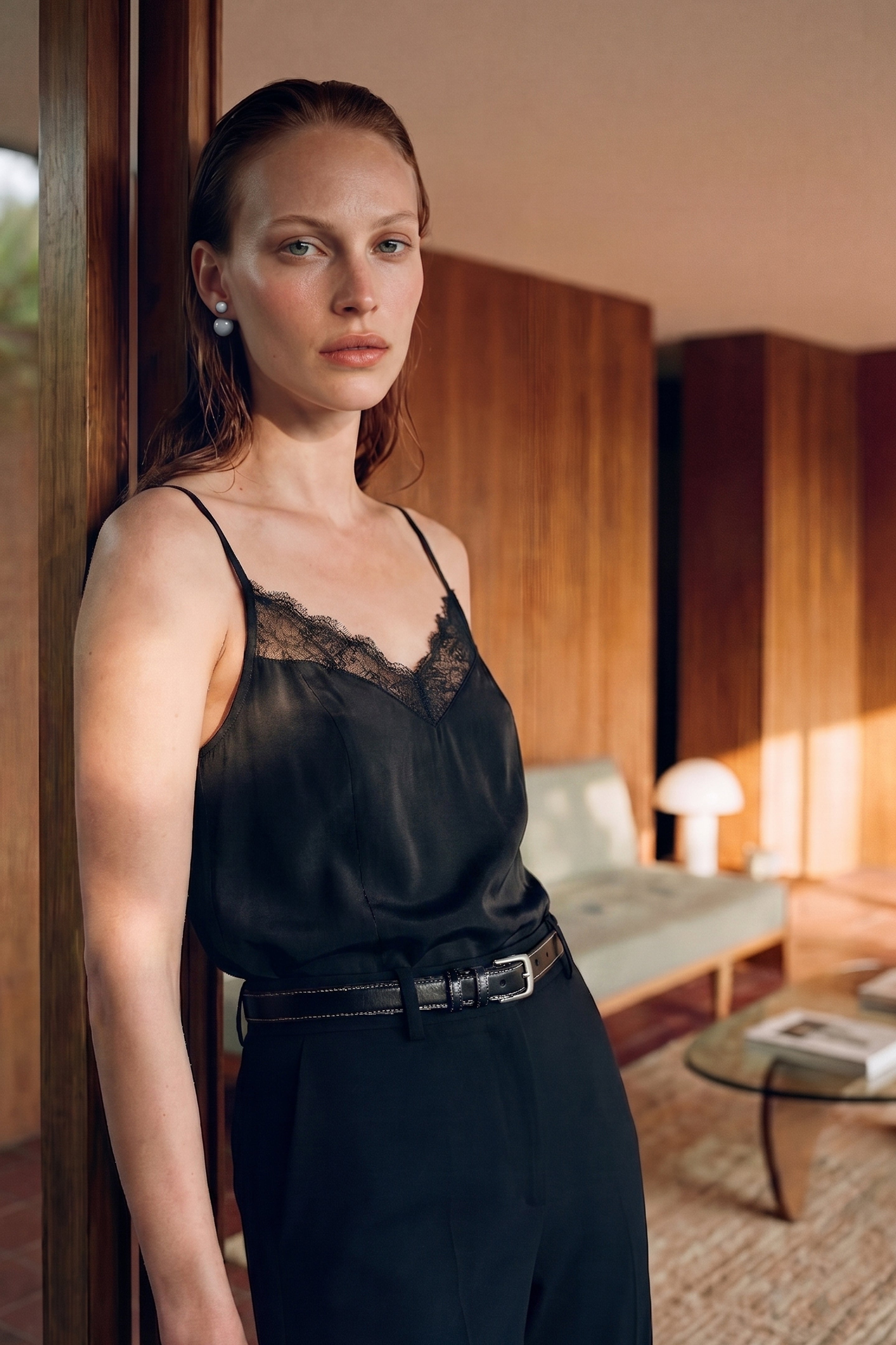 Lace Silk Cami Black