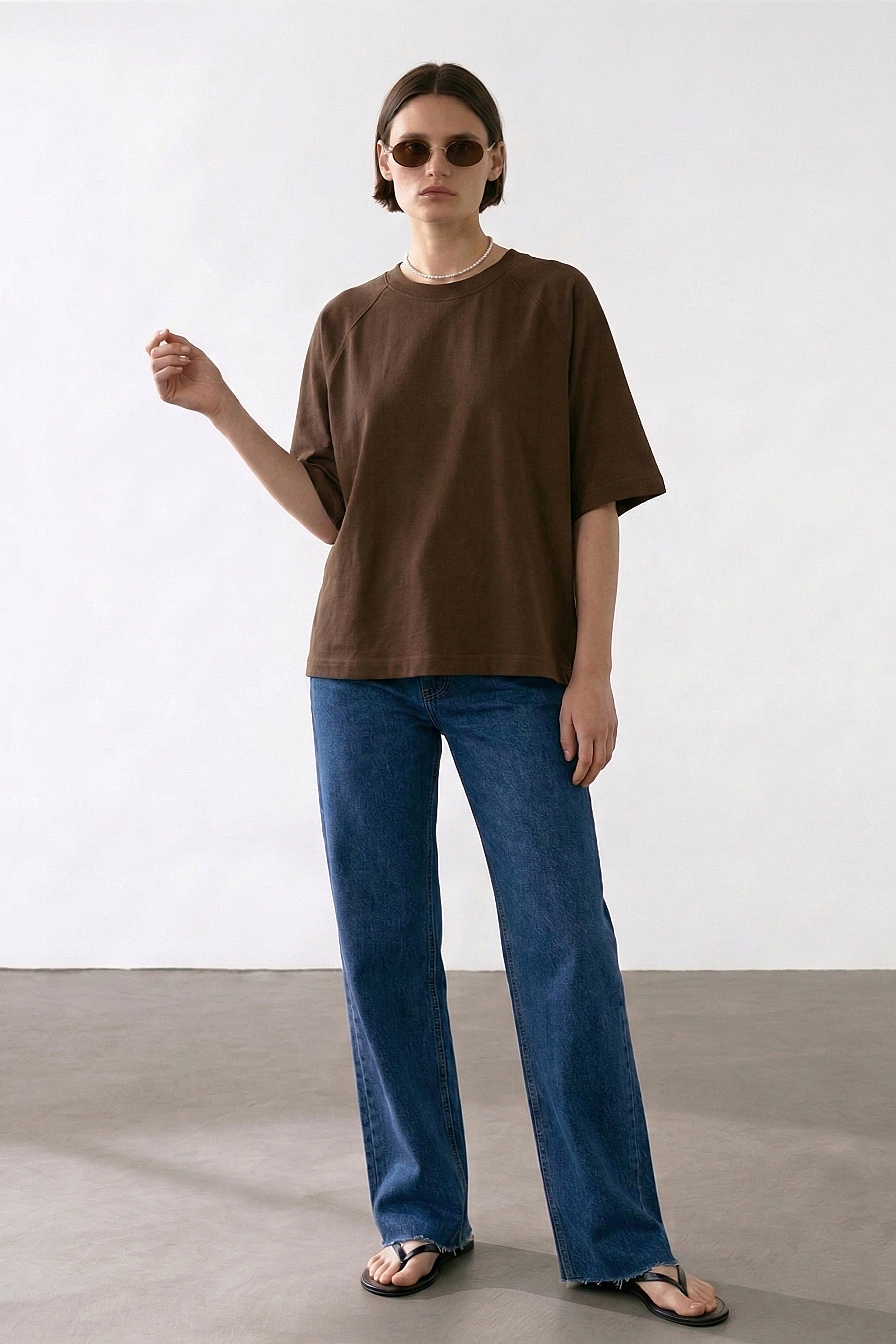 BOXY COTTON T coffee