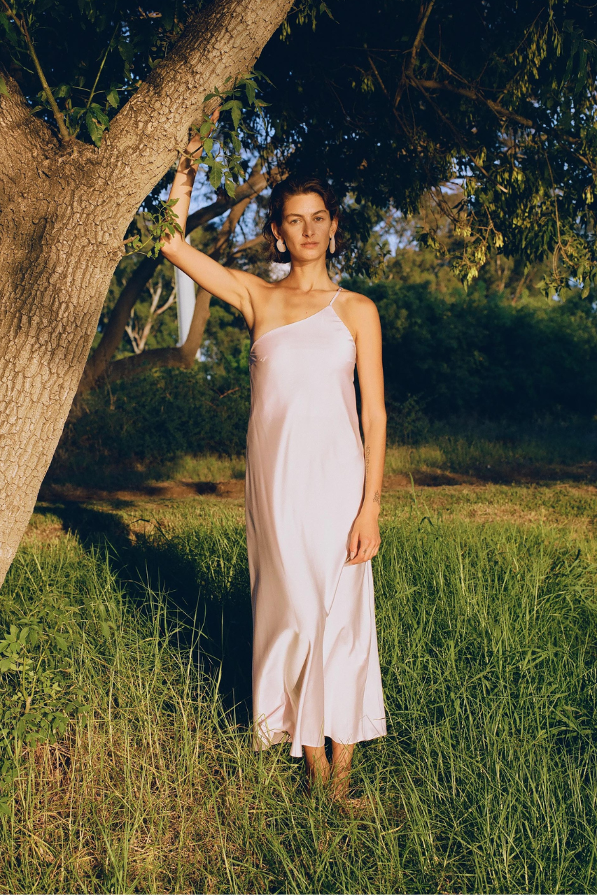 July one shoulder dress pink