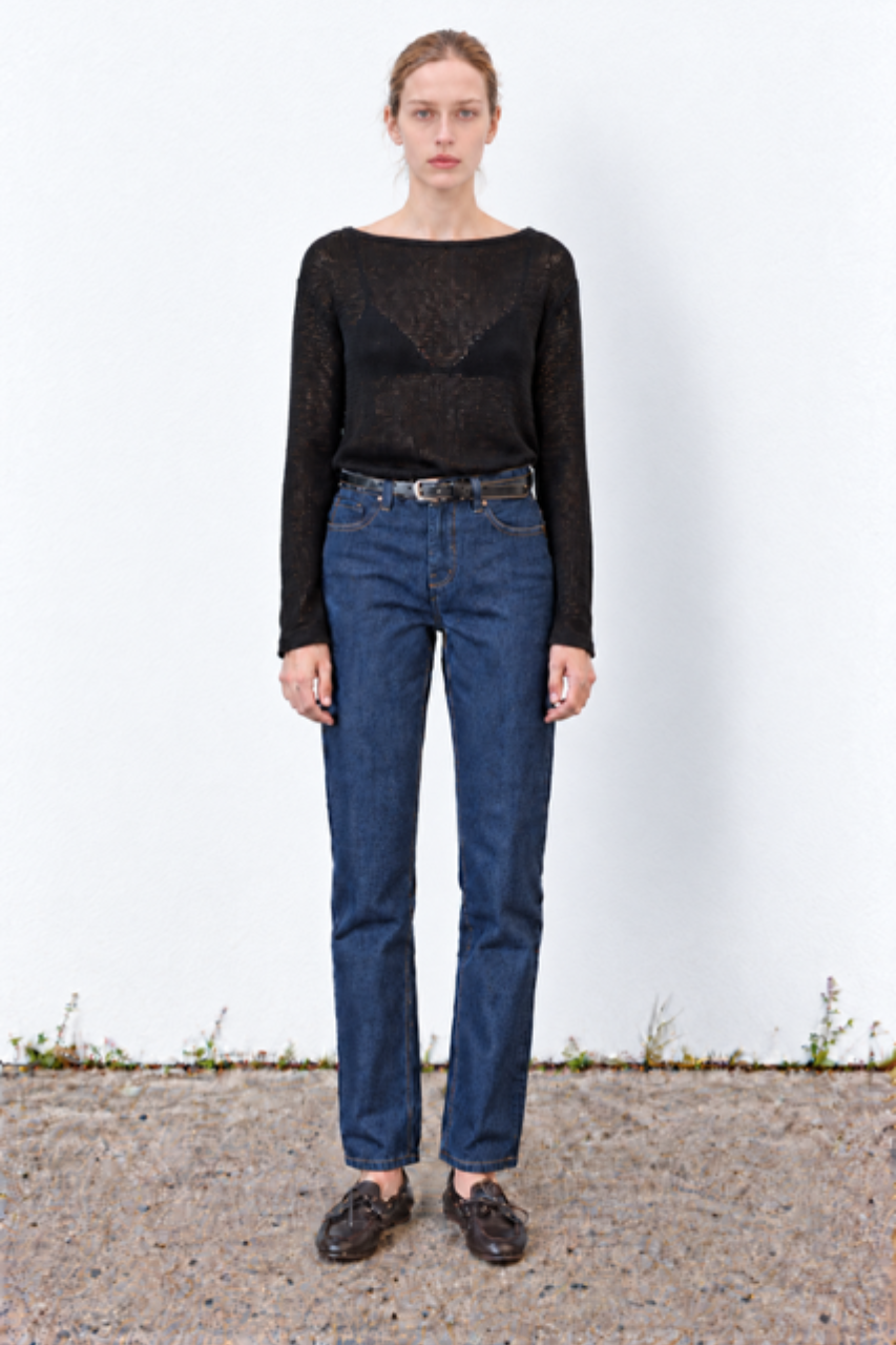 Knitted bateau top black