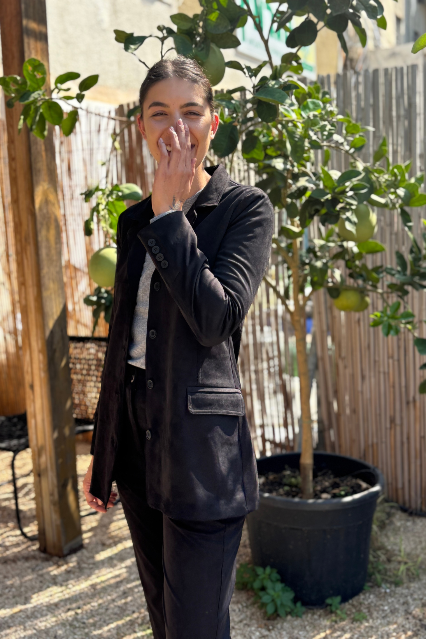 Suede pants black