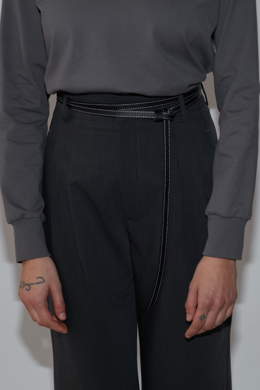 Double Loop leather belt black