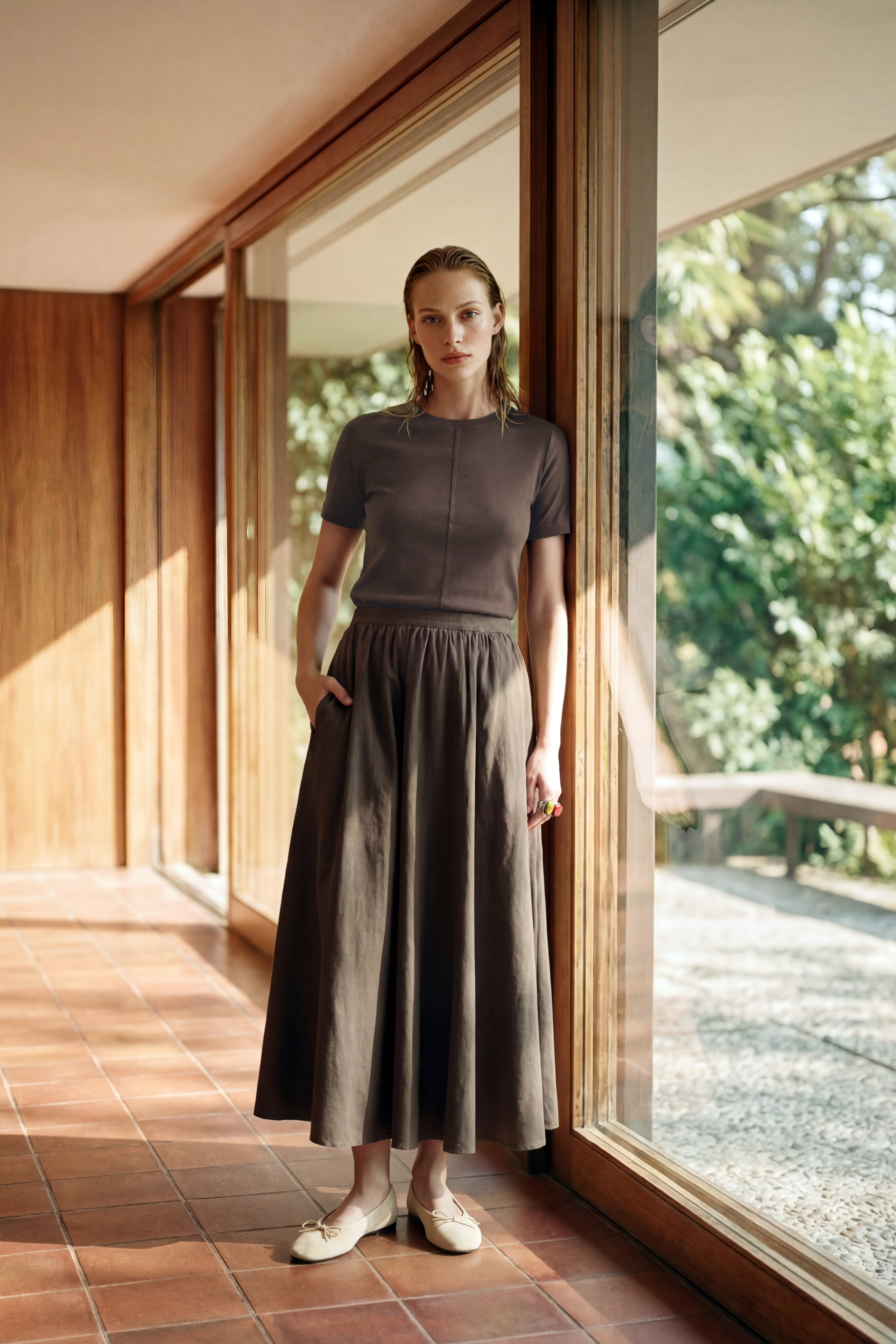 Flatlock t shirt coffee