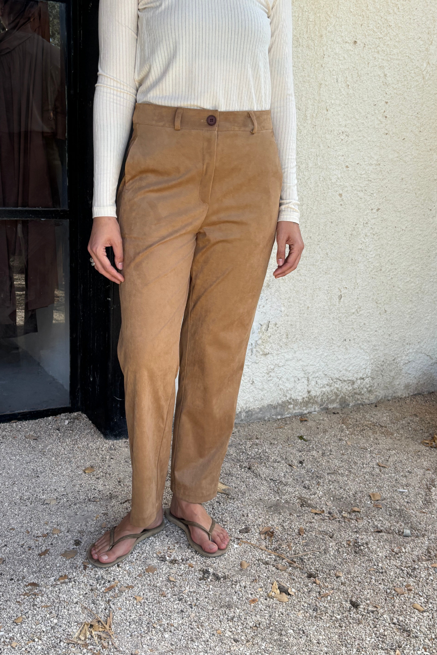 Suede pants camel