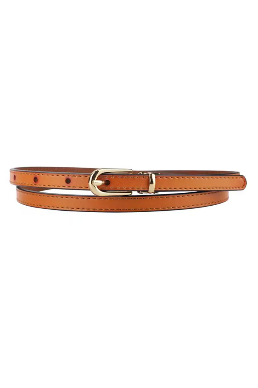 thin leather belt Camel