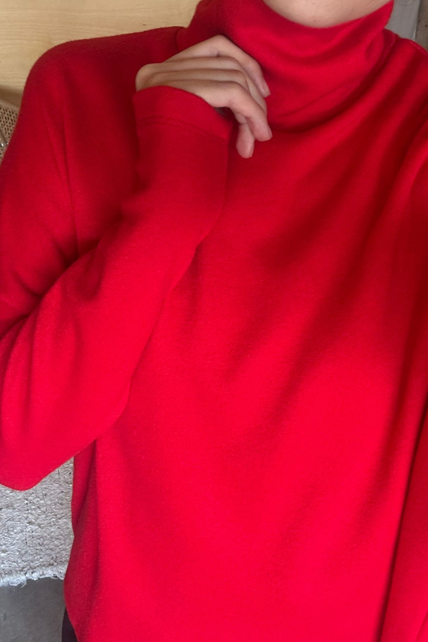 Cozy turtleneck top red