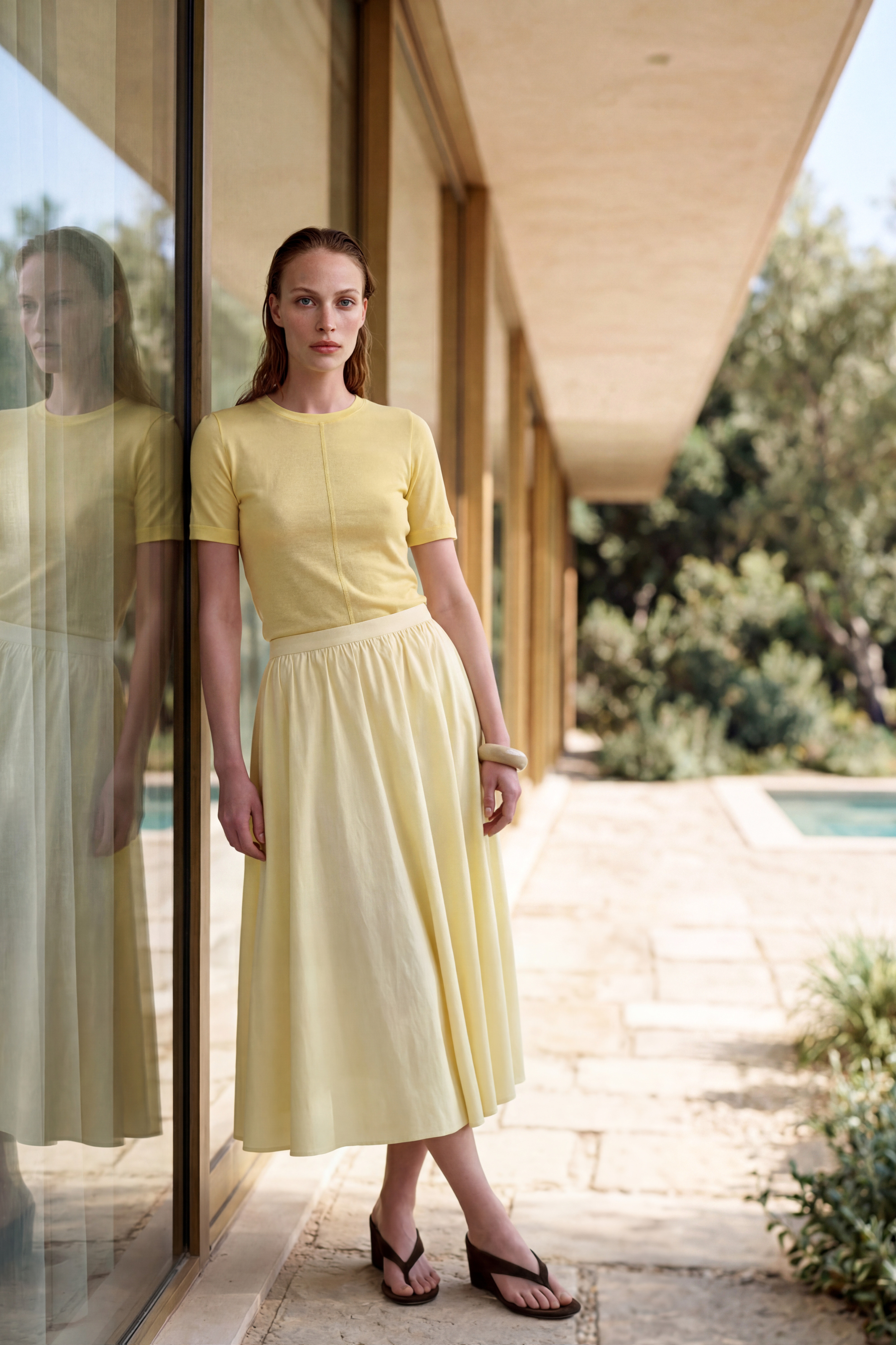 tencel Wide skirt yellow