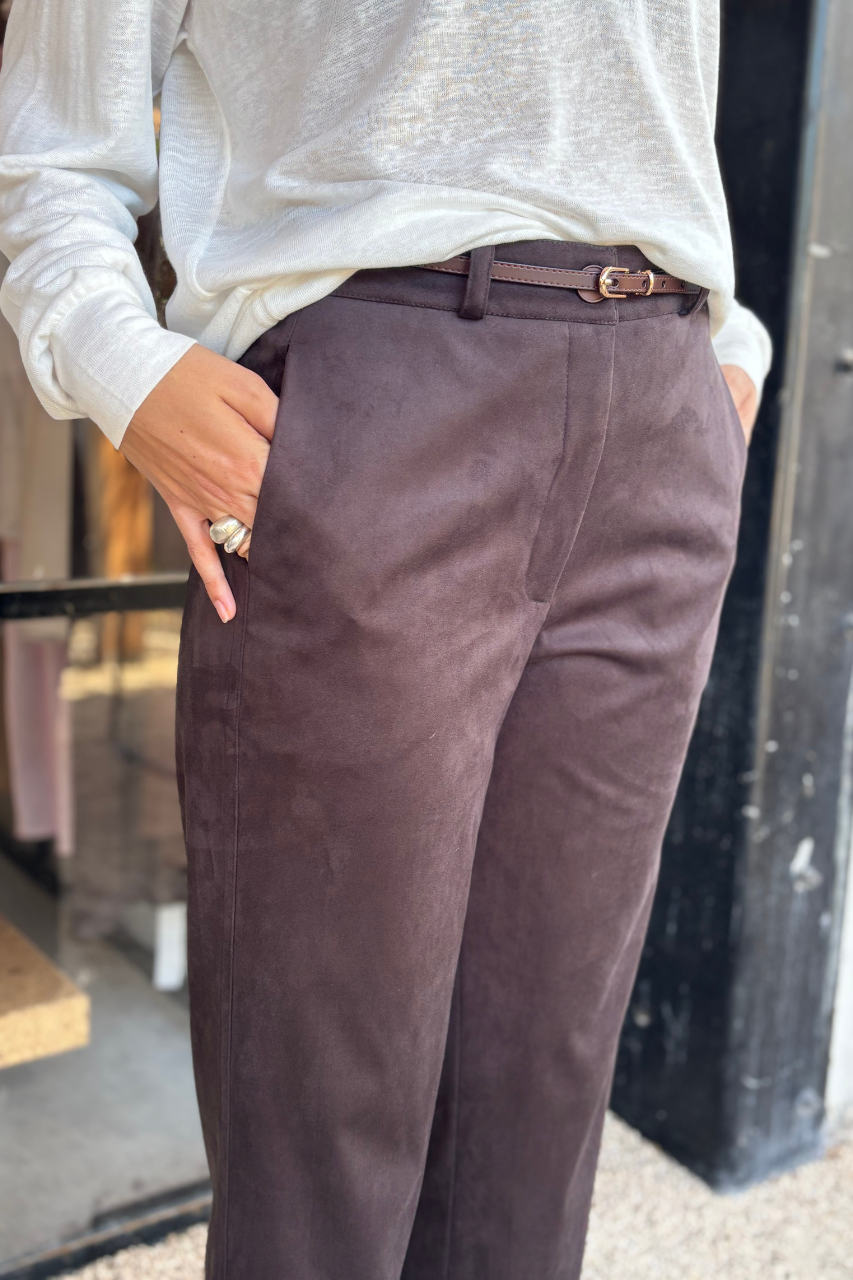 Suede pants chocolate